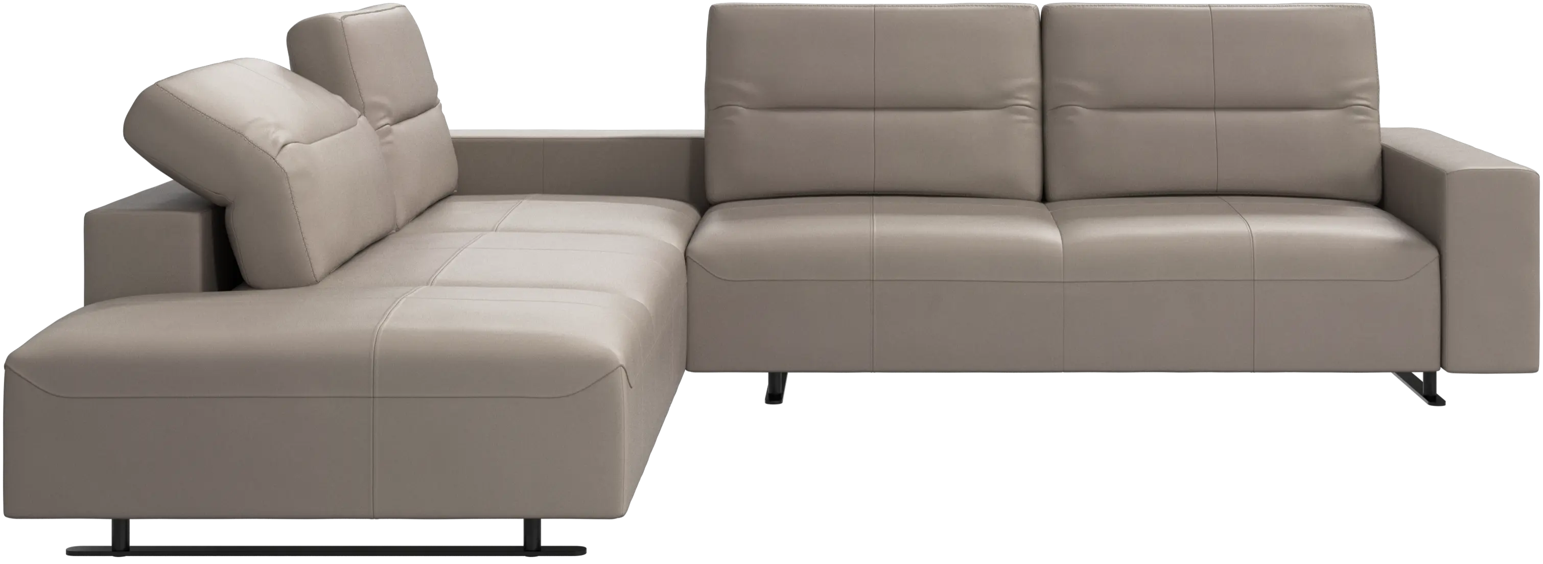 Hampton corner sofa with adjustable back and storage on right side