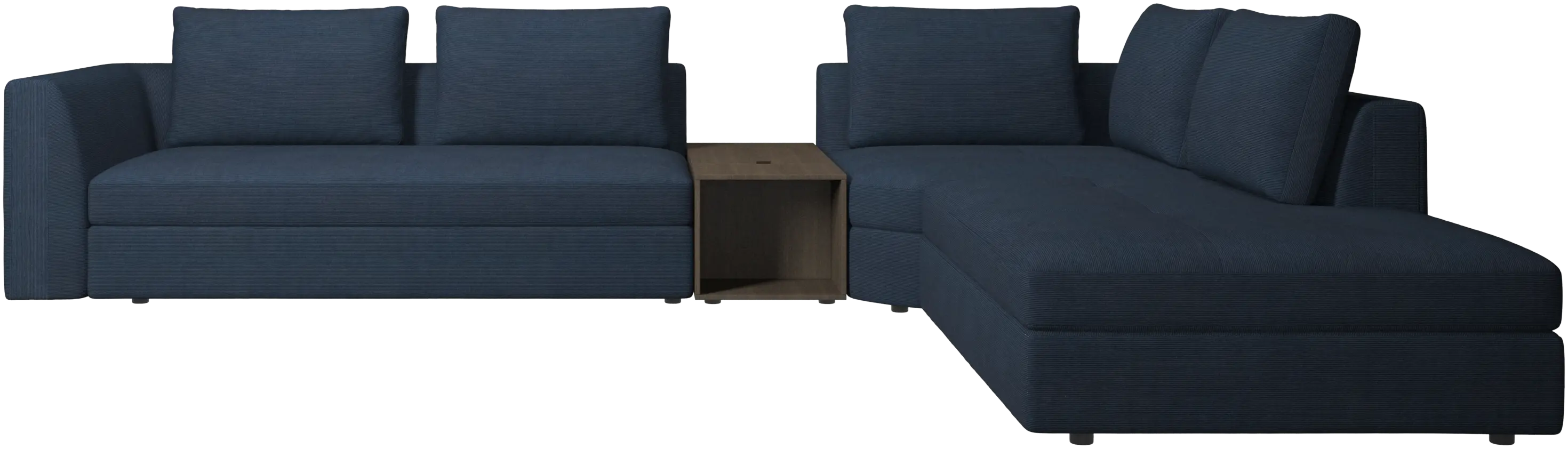 Bergamo corner sofa with lounging unit and footstool w/storage