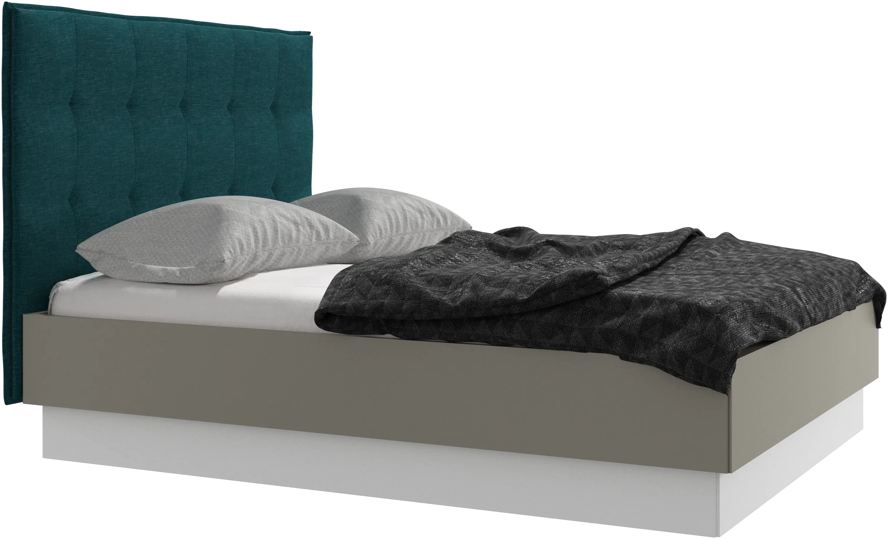 Lit Lugano avec rangement intégré, sommier inclus, hors matelas