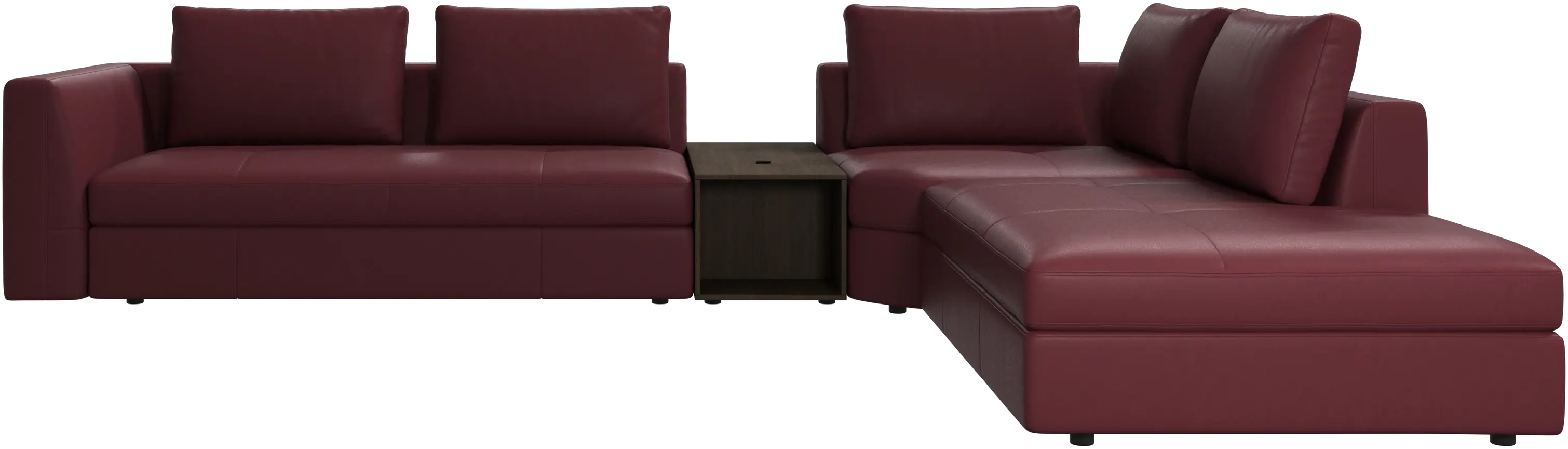 Bergamo corner sofa with lounging unit and footstool w/storage