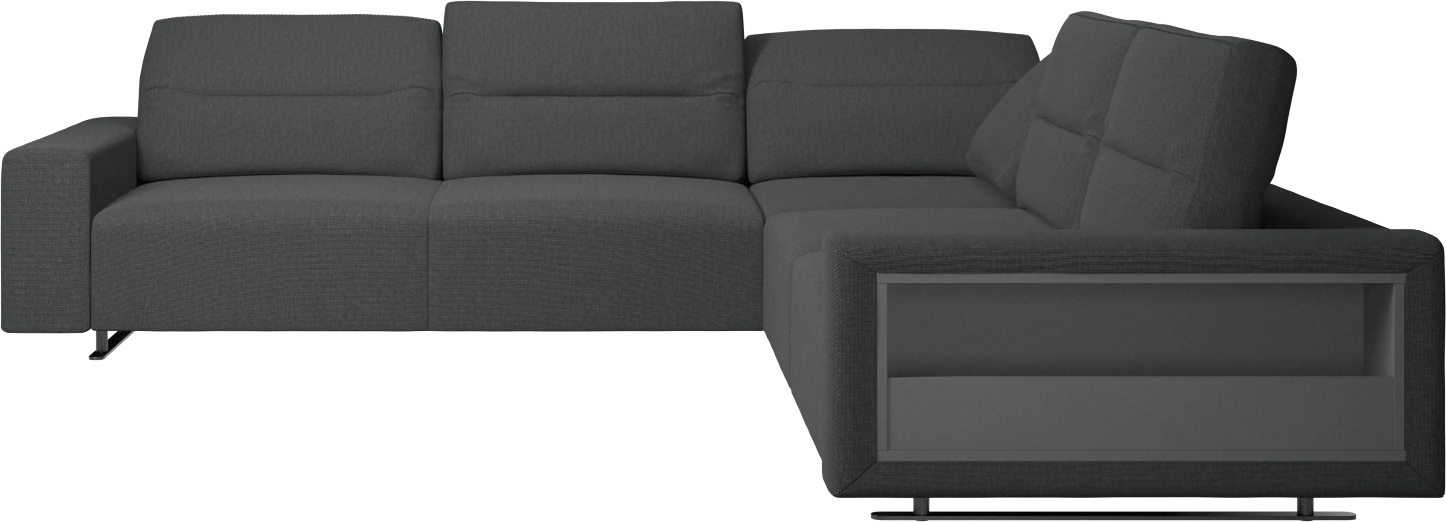 Hampton corner sofa with adjustable back and storage on right side