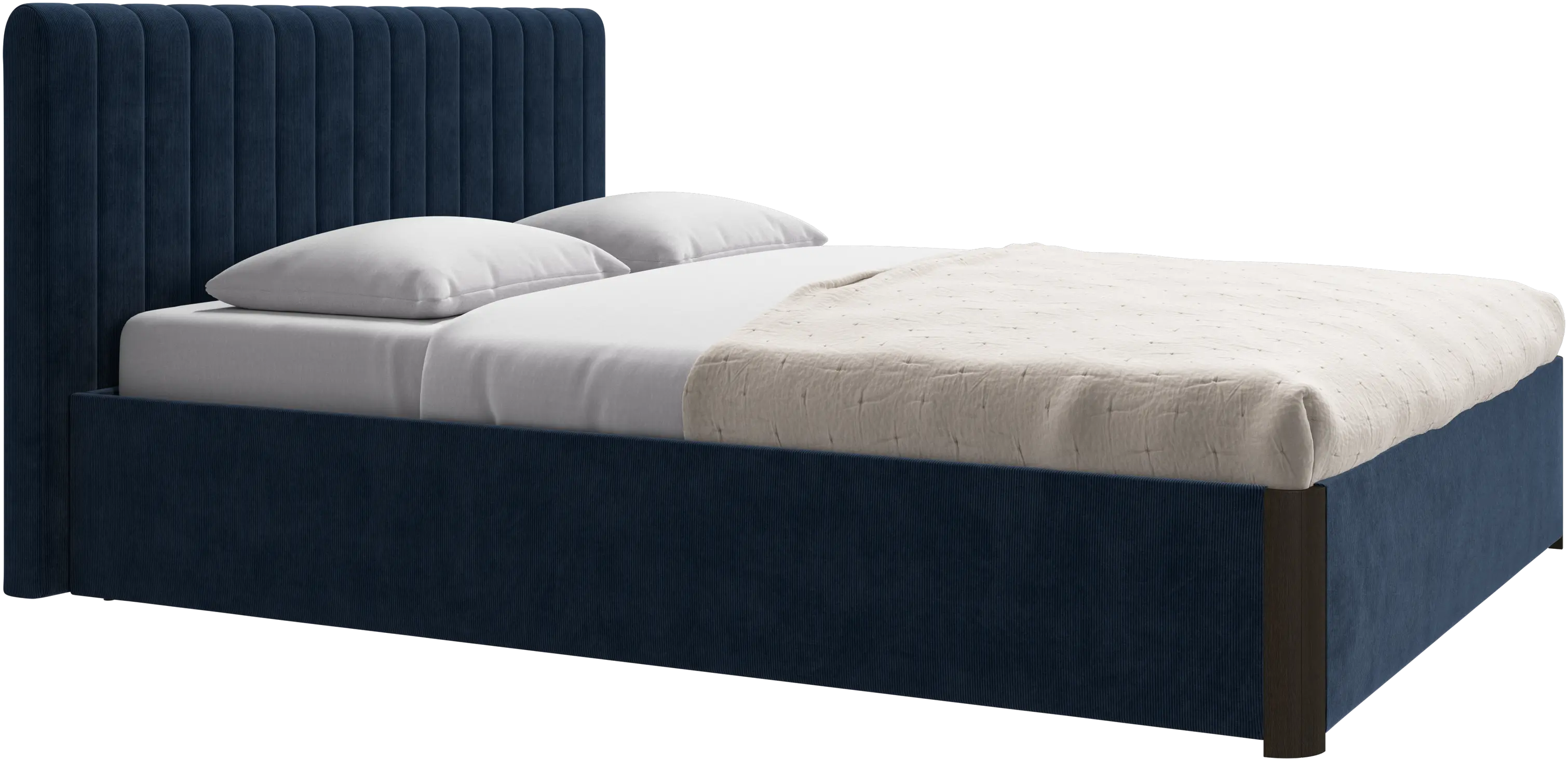 Element cama, cabecero montado en la cama, con láminas y solución de almacenamiento, excl. colchón