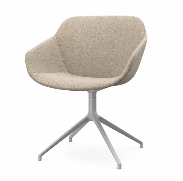 Dining chairs [Vienna - D103] Vienna chair with swivel function, beige Mojave fabric 0300/matt white structure lacquered. H83xW57xD59cm.  4020022D1030300