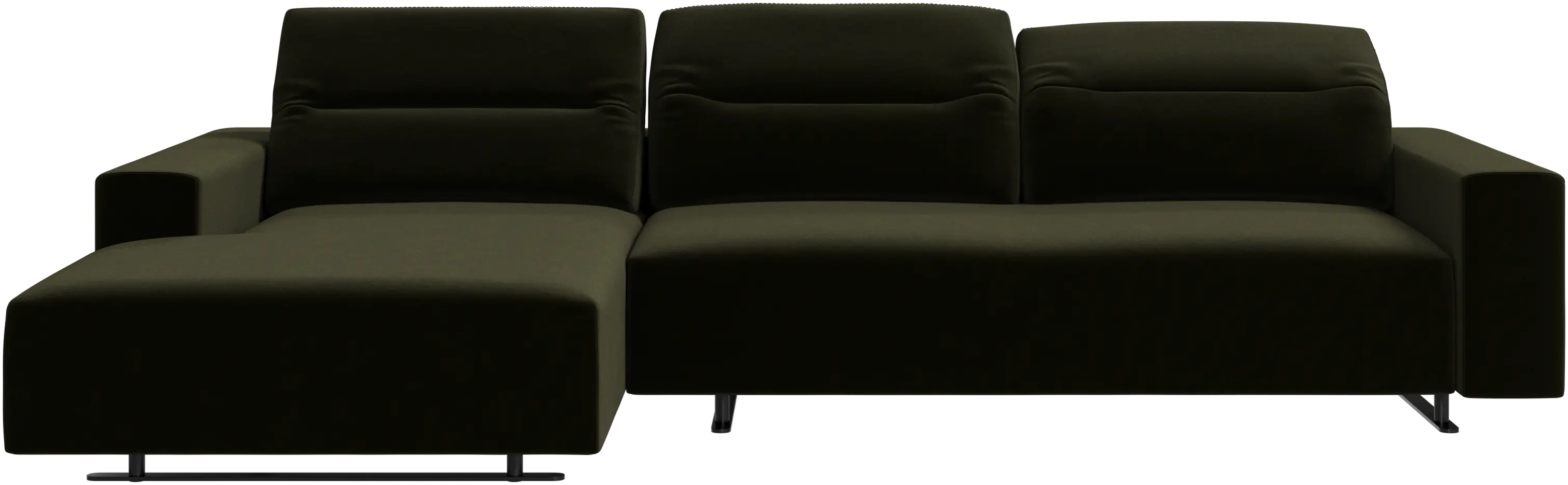 Hampton sofa with adjustable back and resting unit left side, storage right side