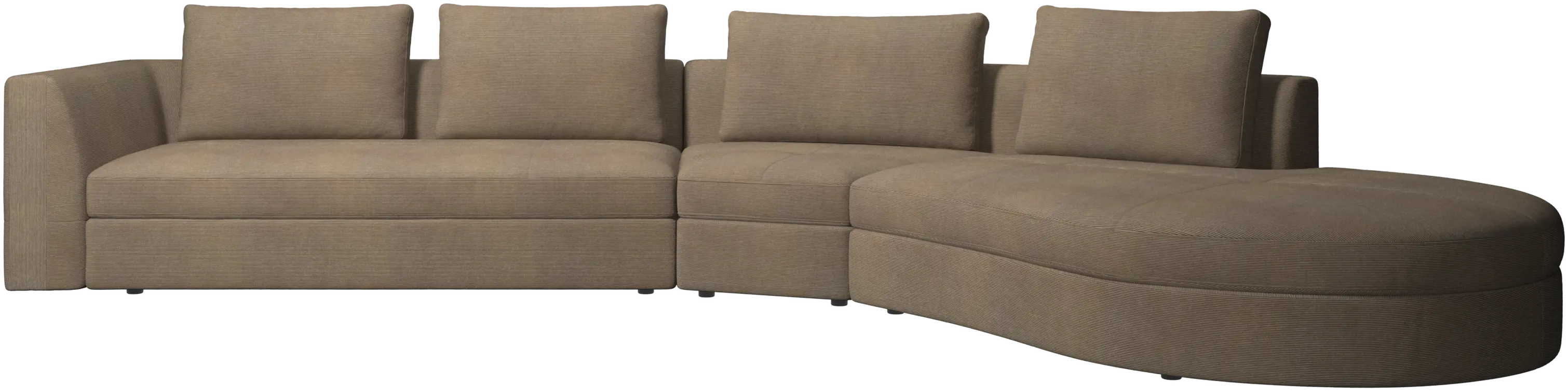 Bergamo sofa with round lounging unit,right
