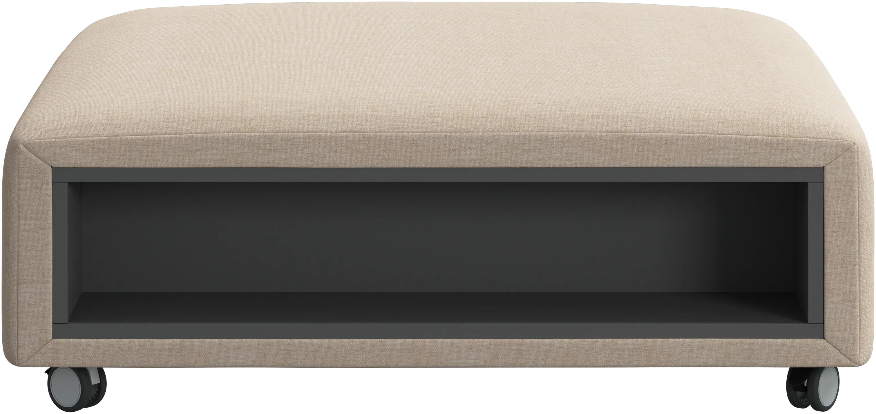 Hampton footstool on wheels with storage left and right sides