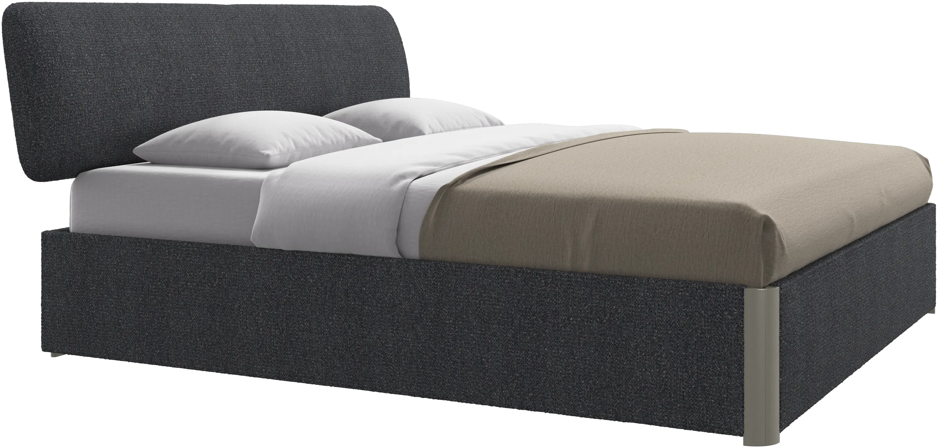 Element bed, bed-mounted headboard, with slats and storage solution, excl. mattress