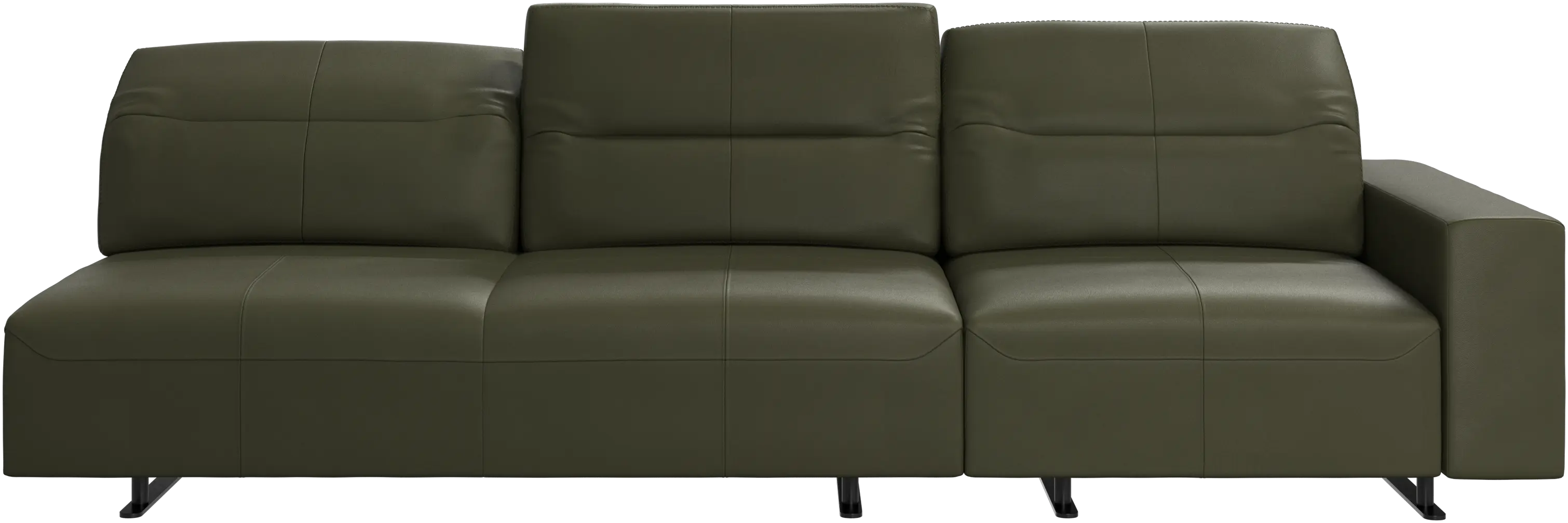 Sofá Hampton con respaldo ajustable y almacenamiento en lado derecho