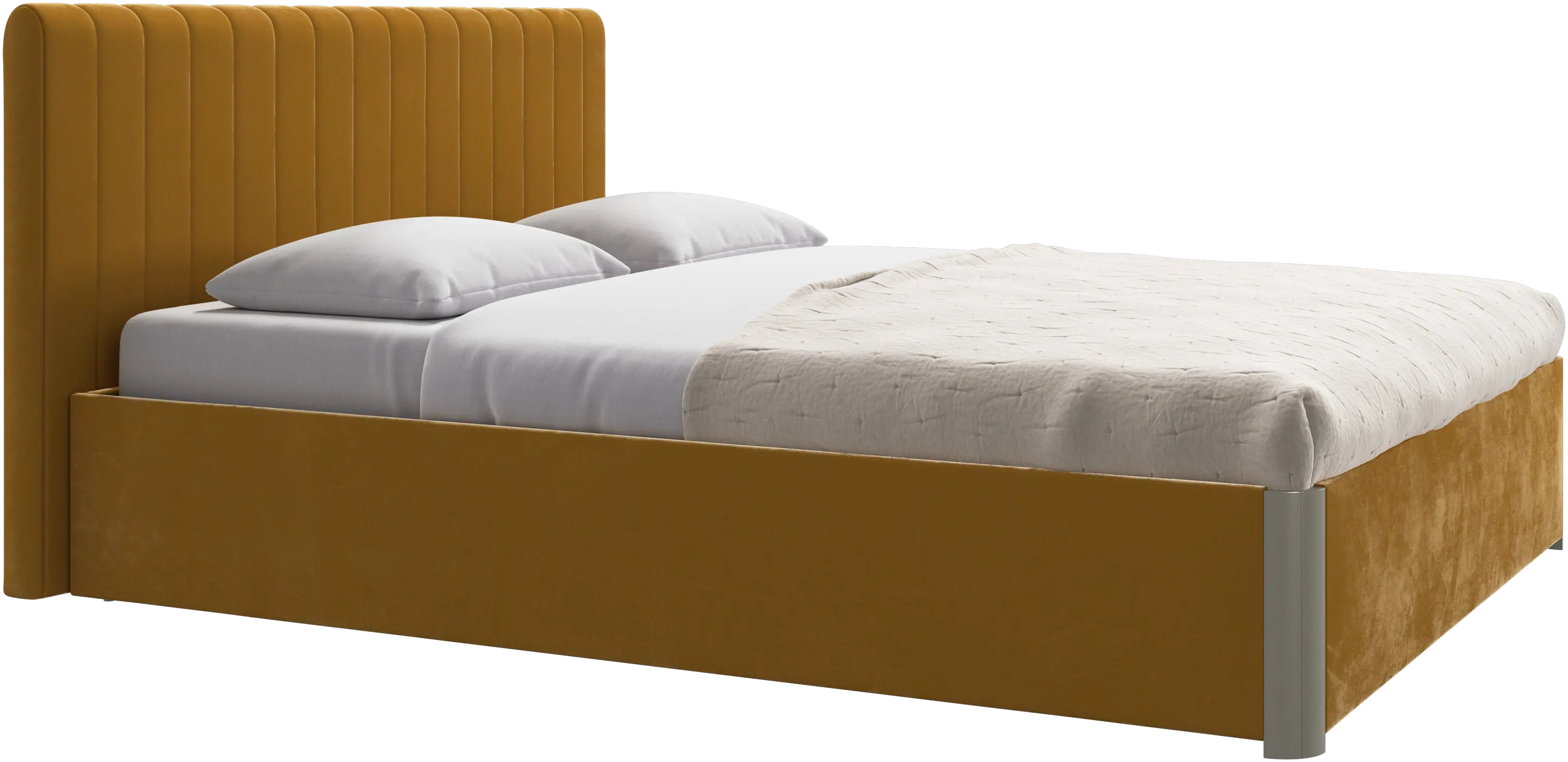 Element bed, bed-mounted headboard, with slats and storage solution, excl. mattress
