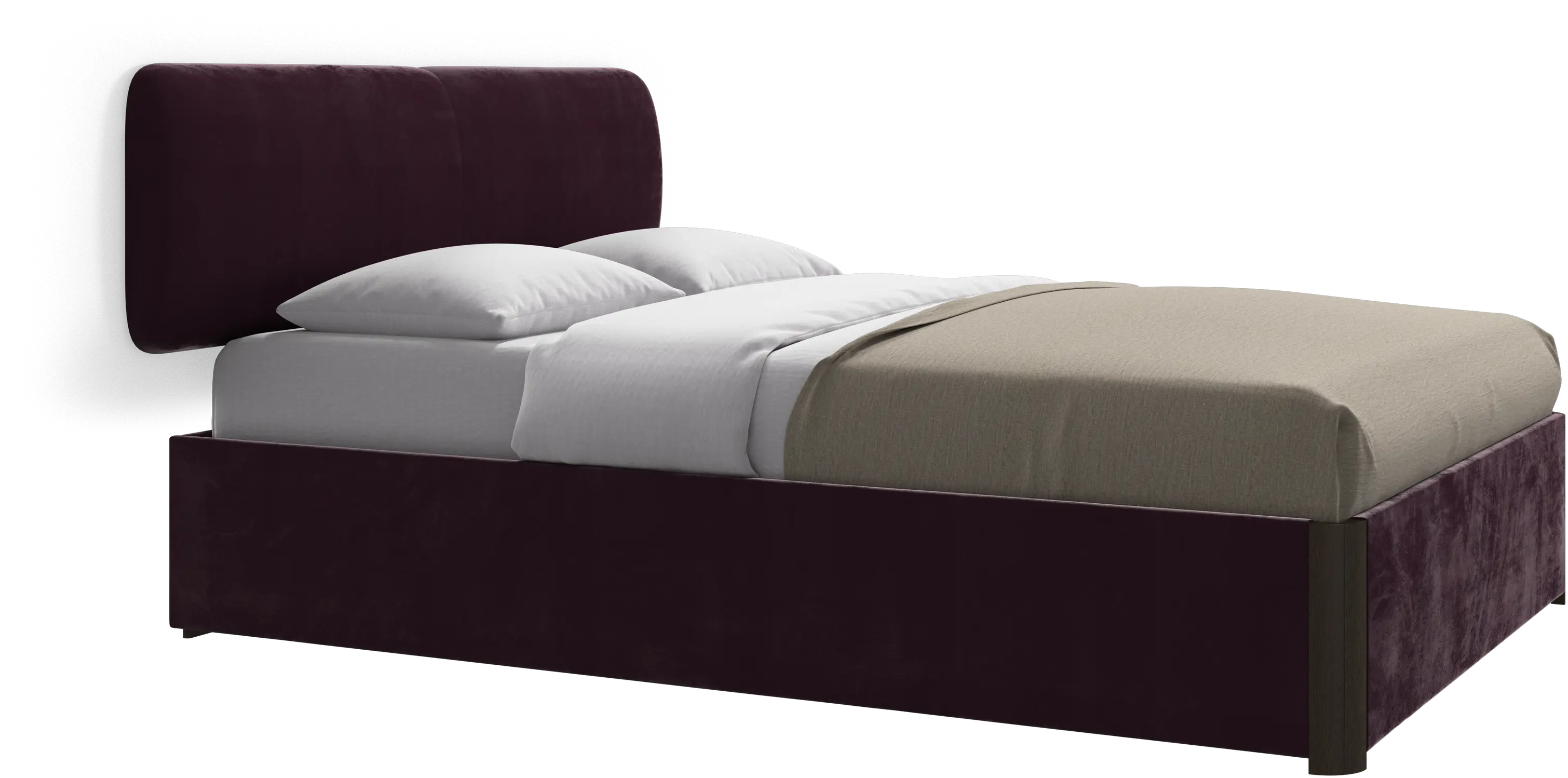 Element bed, wall-mounted headboard, with slats and storage solution, excl. mattress