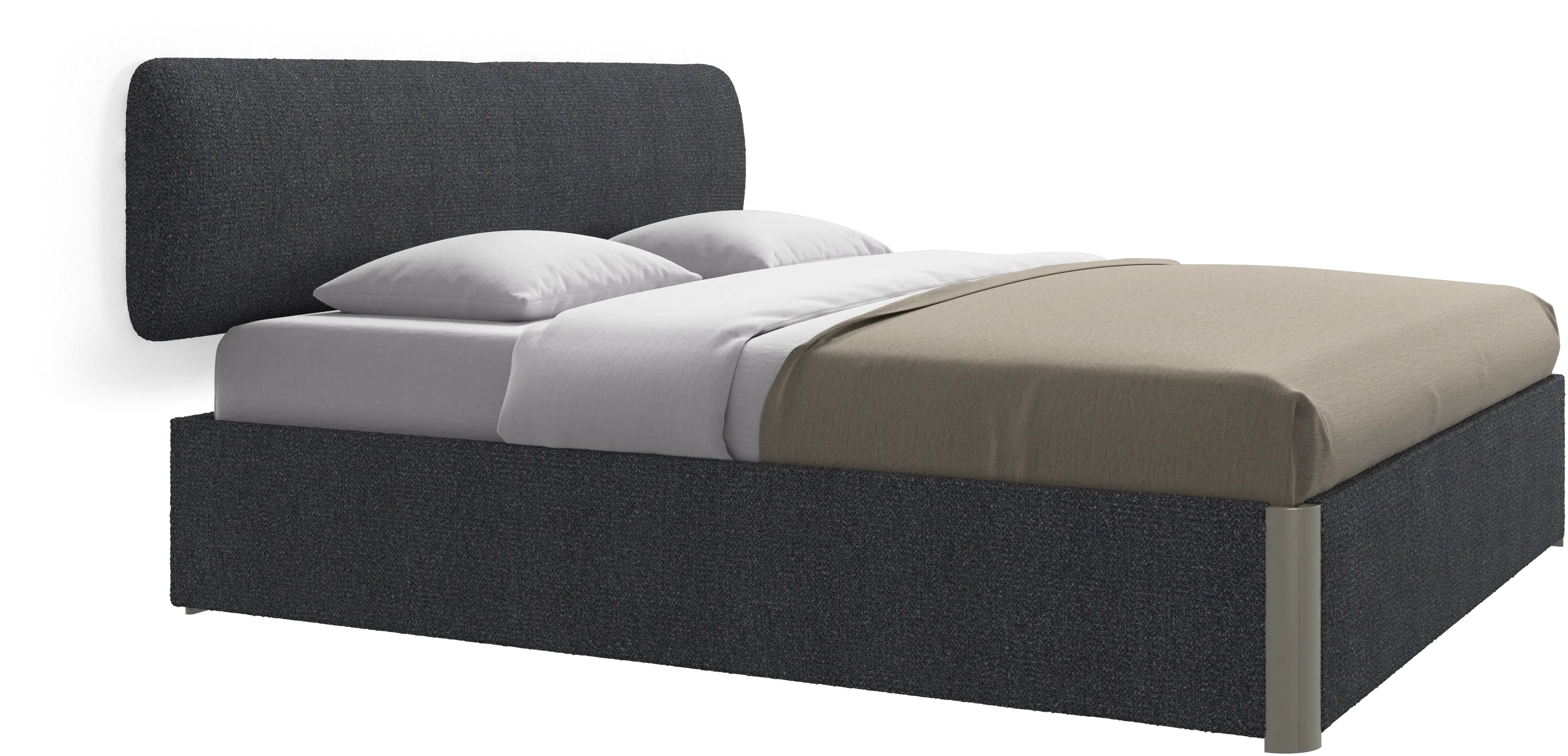 Element bed, wall-mounted headboard, with slats and storage solution, excl. mattress