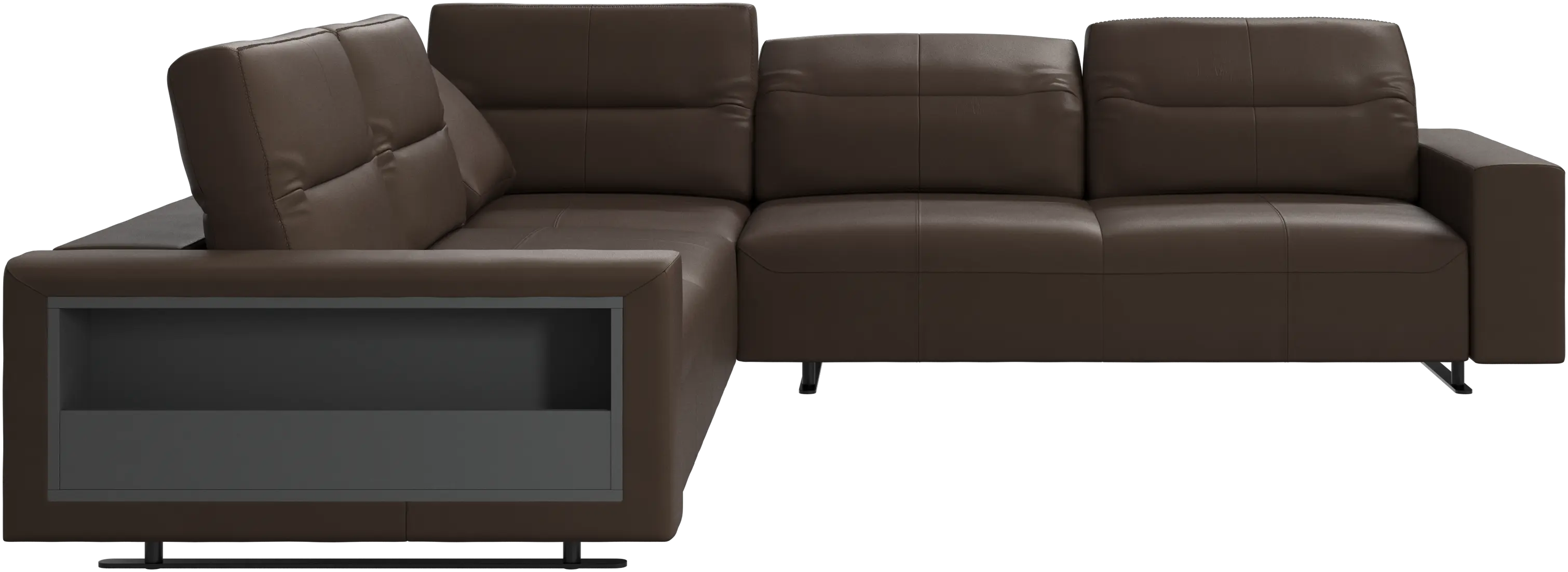 Sofá de canto Hampton com encosto ajustável e arrumação no lado esquerdo