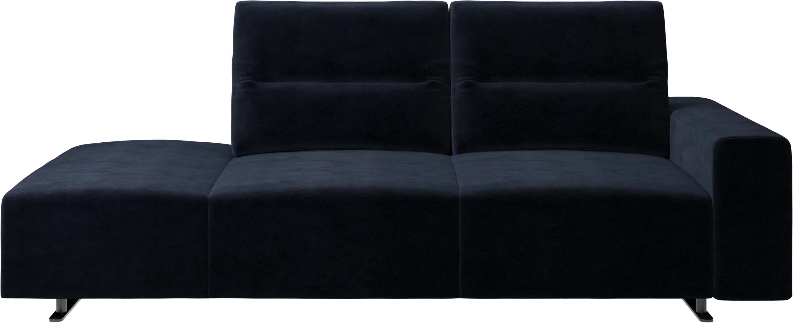 Hampton sofa with adjustable back and lounging unit left side, armrest right