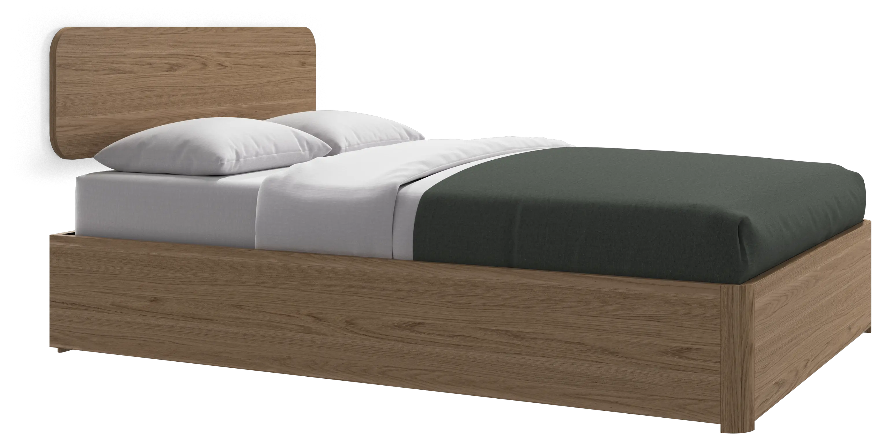 Element bed, wall-mounted headboard, with slats and storage solution, excl. mattress