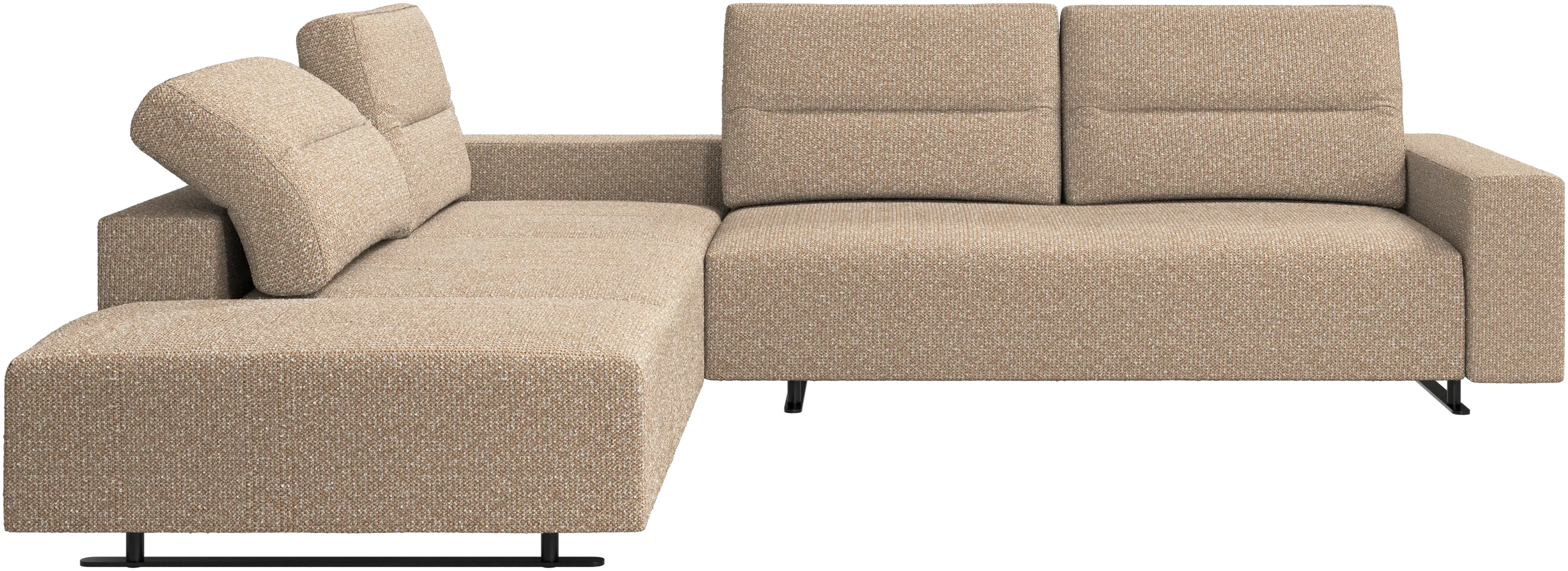 Hampton corner sofa with adjustable back and storage on right side