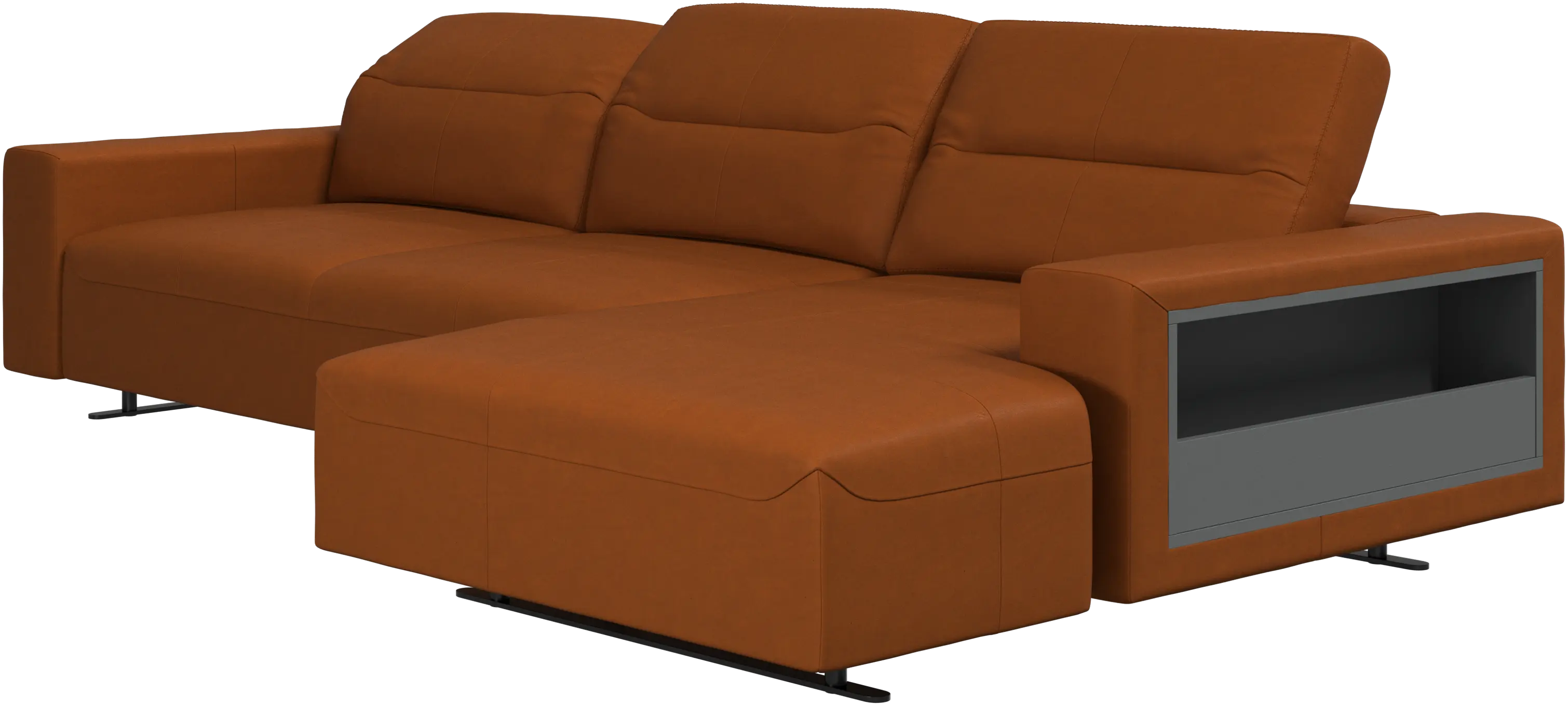 Hampton sofa with adjustable back, resting unit and storage both sides
