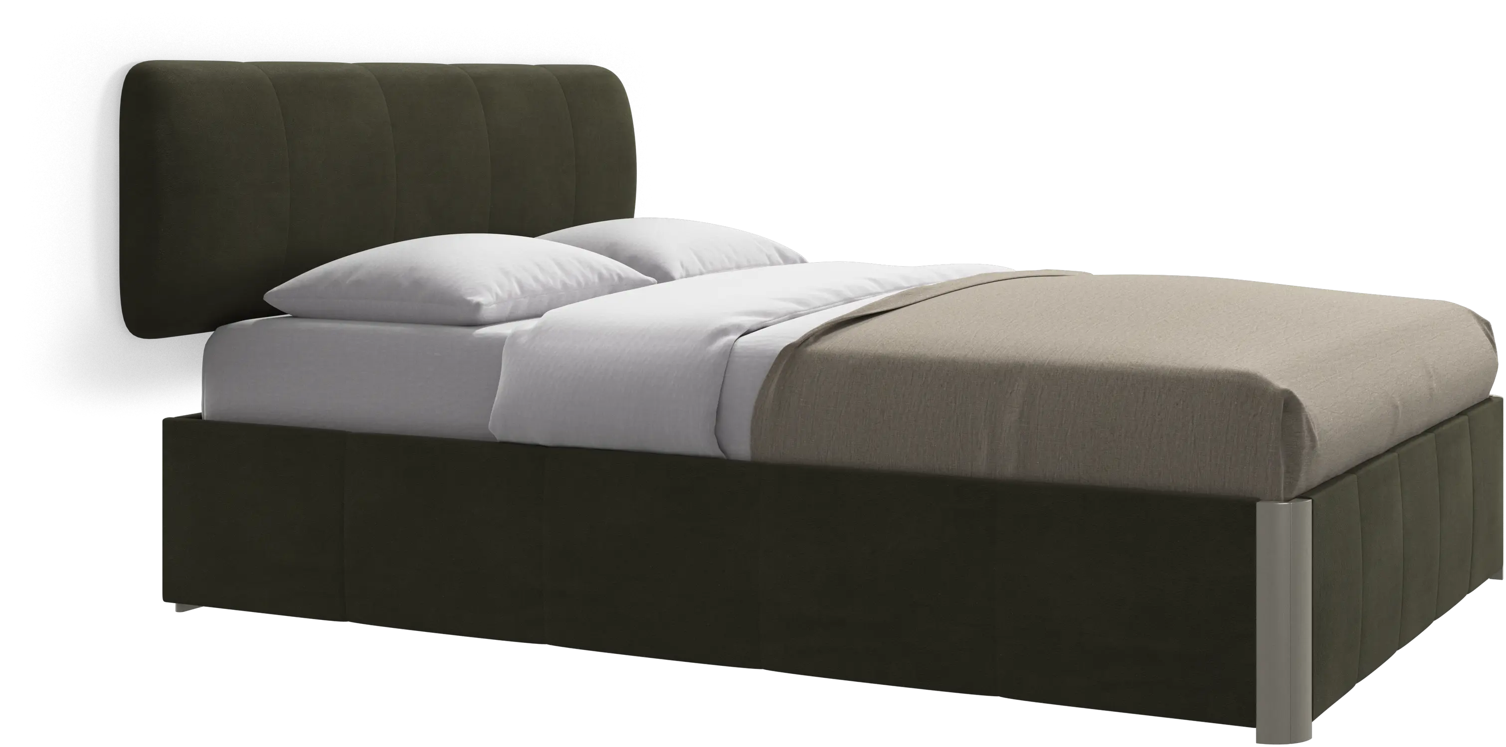 Element bed, wall-mounted headboard, with slats and storage solution, excl. mattress