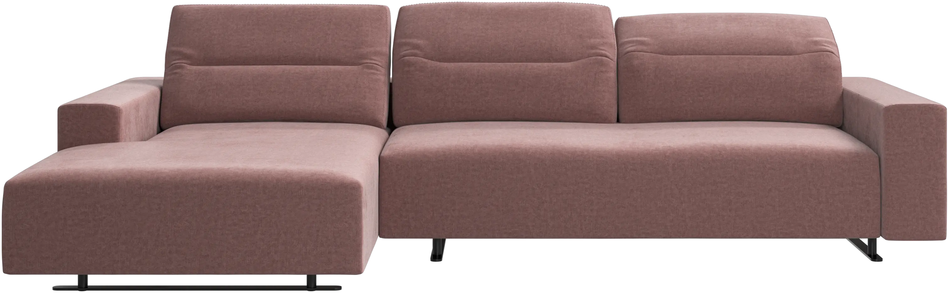 Hampton sofa with adjustable back and resting unit left side, storage right side