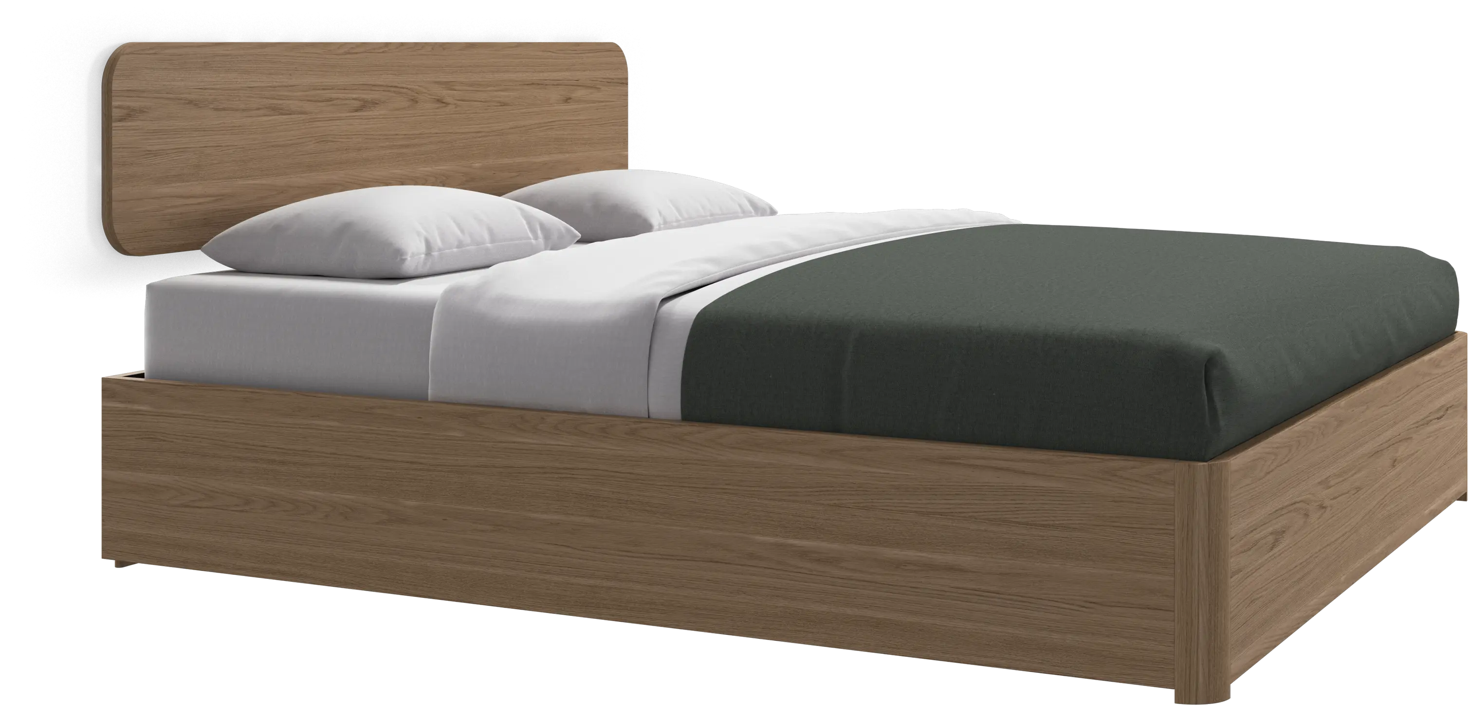 Element lit, tête de lit murale, avec lattes et solution de stockage, excl. matelas