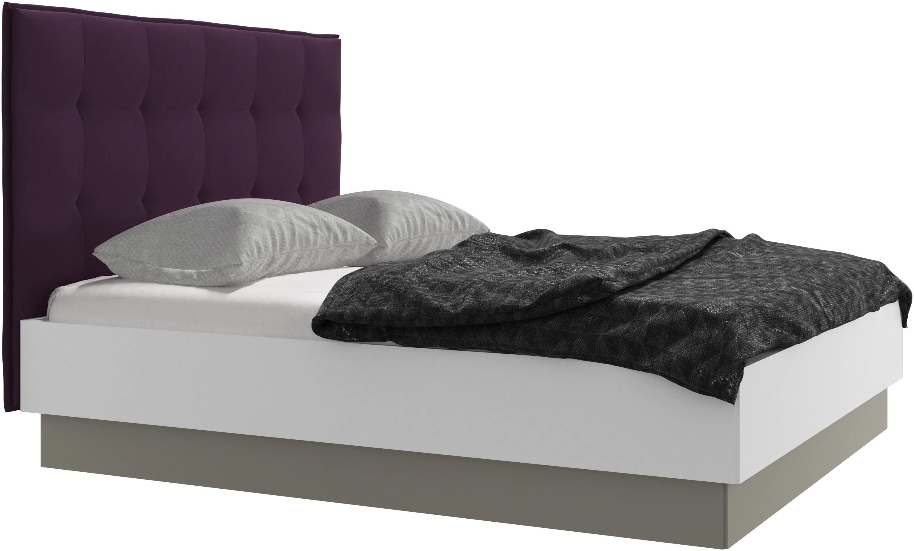 Lit Lugano avec rangement intégré, sommier inclus, hors matelas