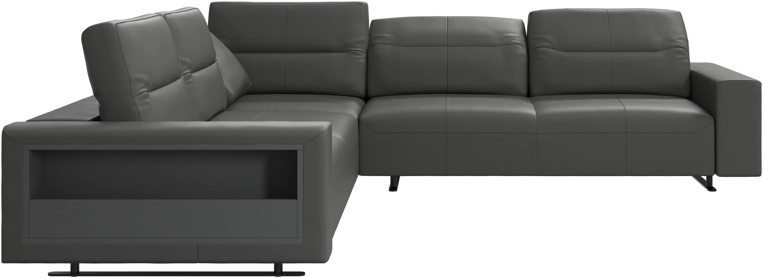 Hampton corner sofa with adjustable back and storage on left side