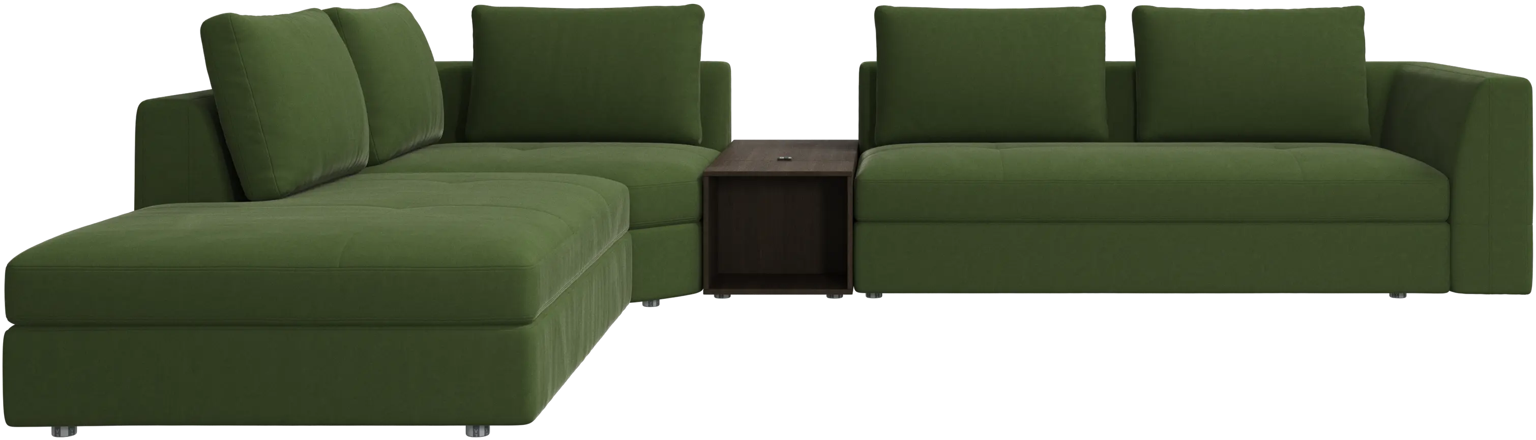Bergamo corner sofa with lounging unit and footstool w/storage