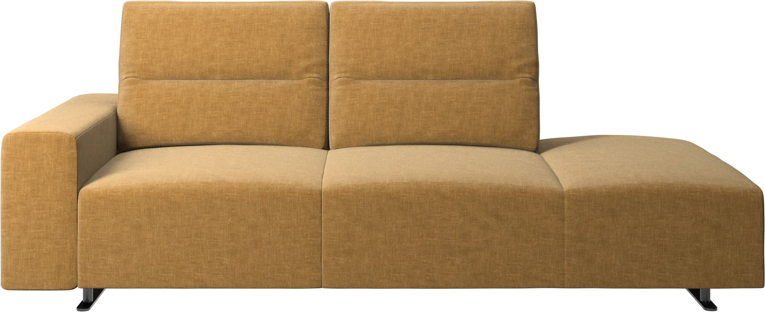 Hampton sofa with adjustable back and lounging unit right side, armrest left