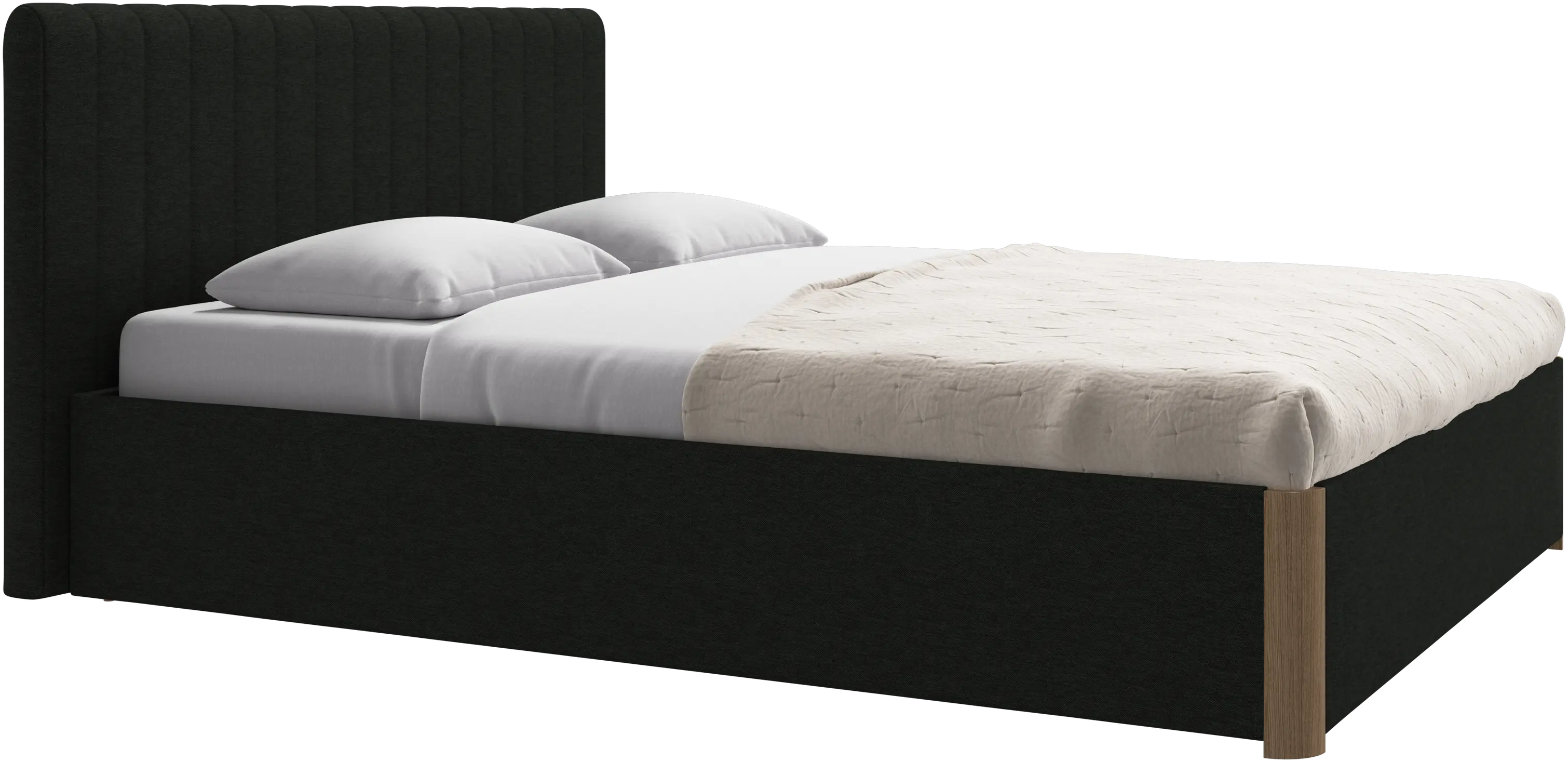 Element bed, bed-mounted headboard, with slats and storage solution, excl. mattress