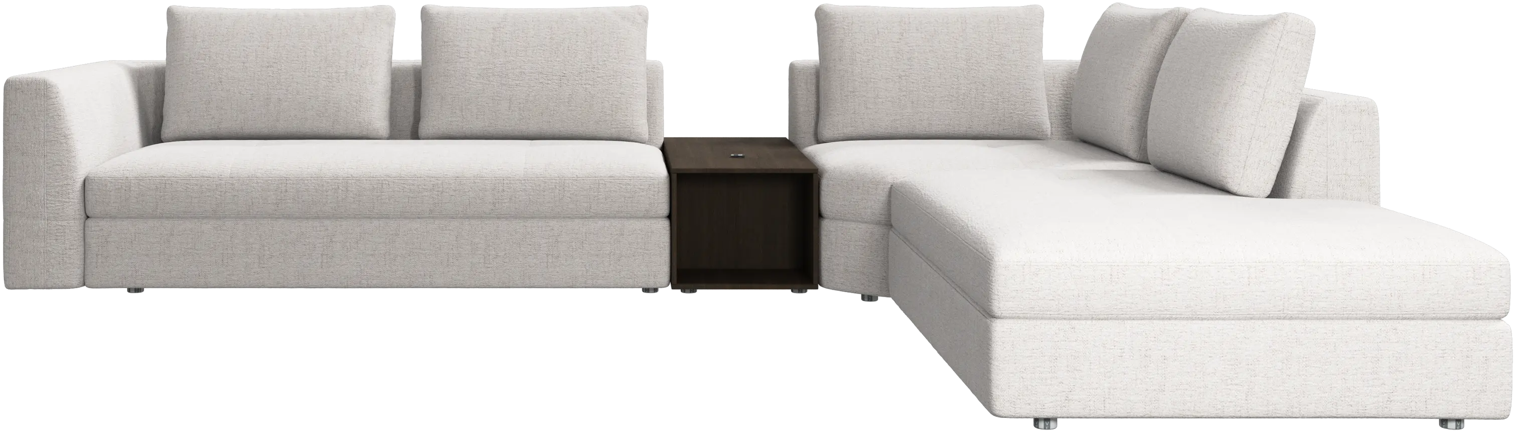 Bergamo corner sofa with lounging unit and footstool w/storage