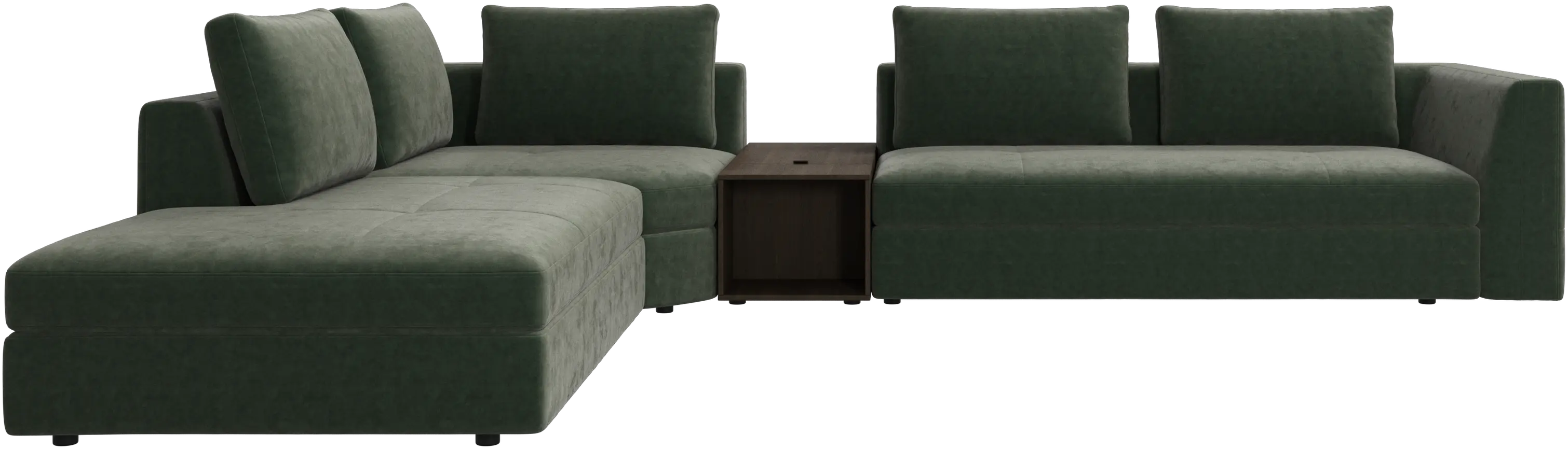 Bergamo corner sofa with lounging unit and footstool w/storage
