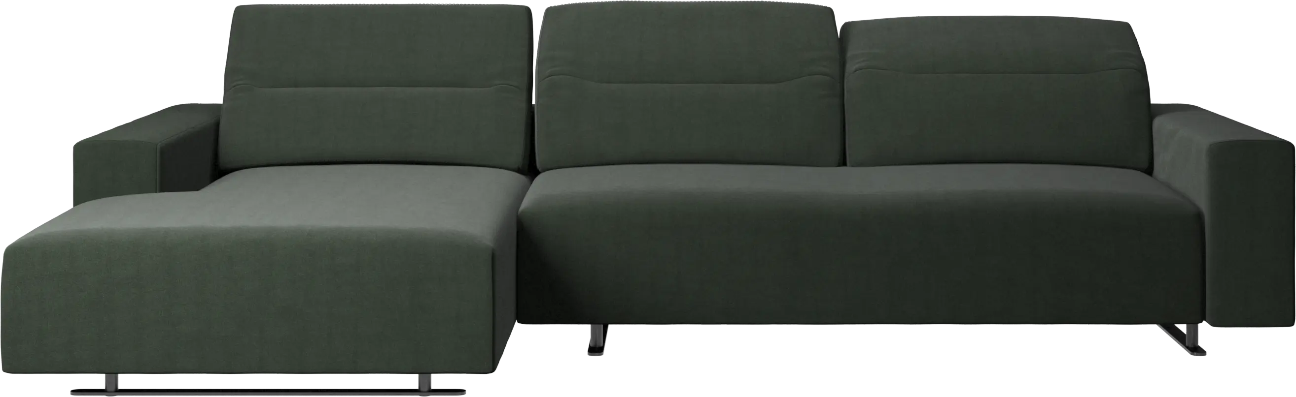 Hampton sofa with adjustable back, resting unit and storage left side