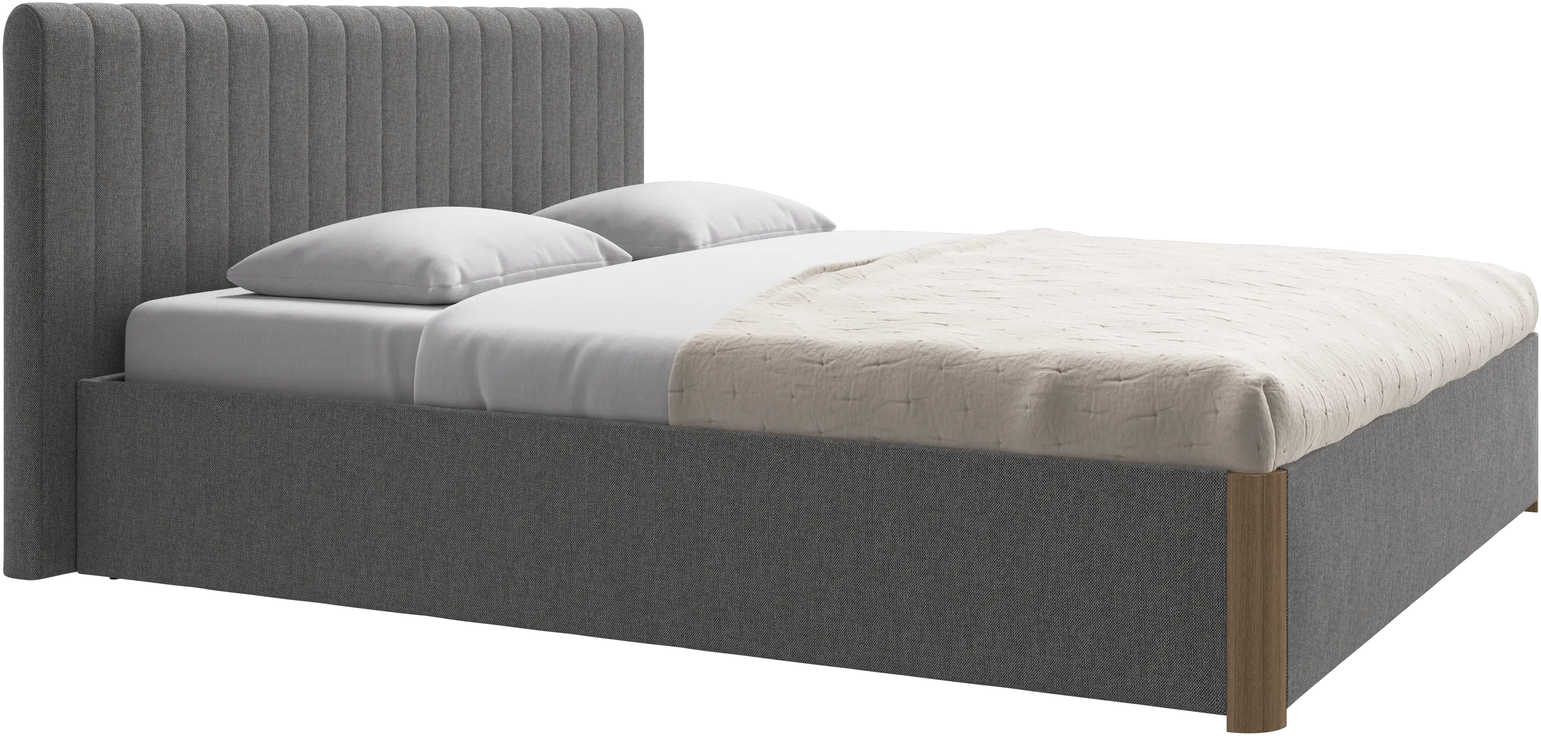 Element bed, bed-mounted headboard, with slats and storage solution, excl. mattress
