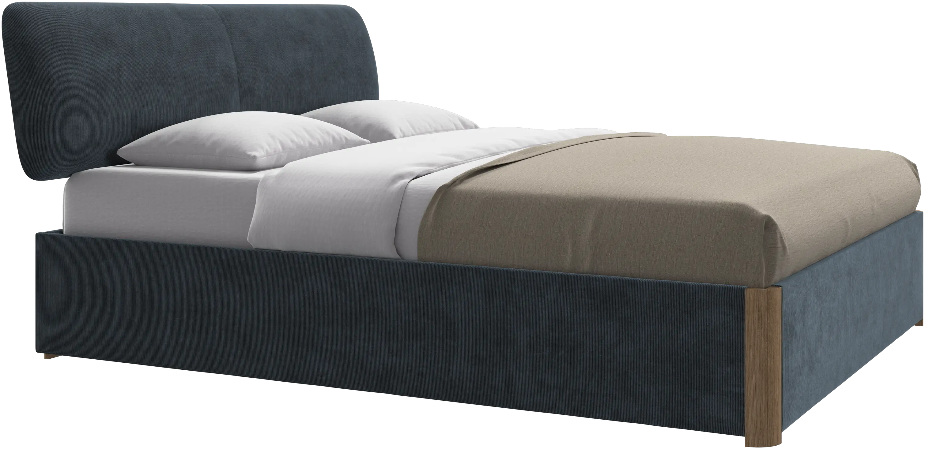 Element cama, cabeceira montada na cama, com ripas e solução de armazenamento, excl. colchão