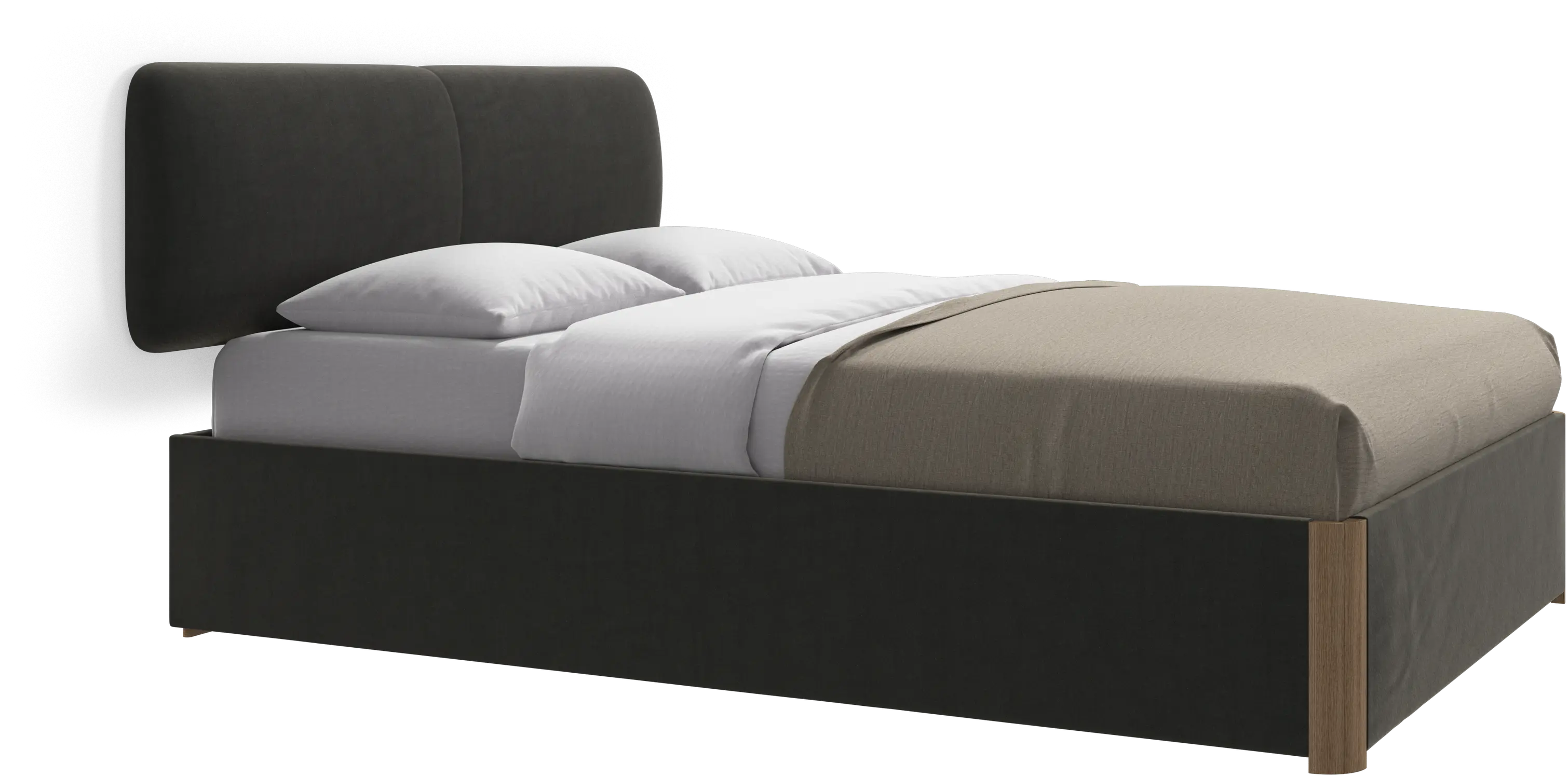 Element lit, tête de lit murale, avec lattes et solution de stockage, excl. matelas