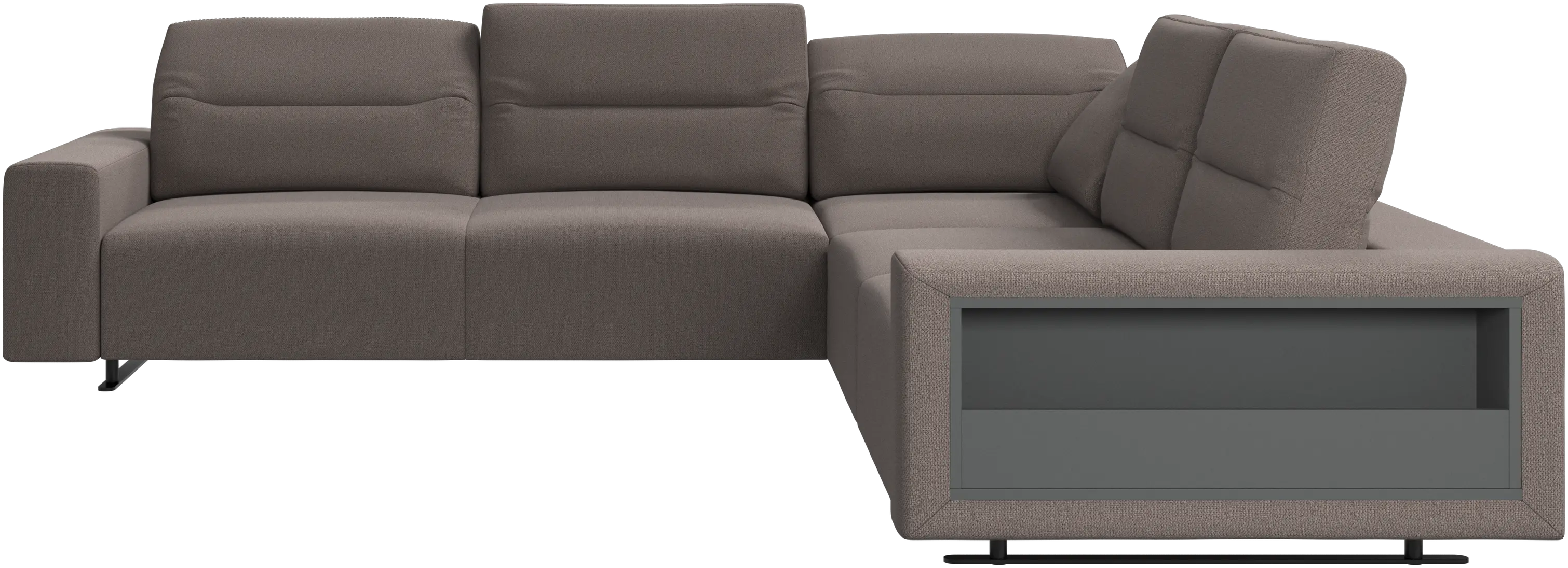 Hampton corner sofa with adjustable back and storage on right side