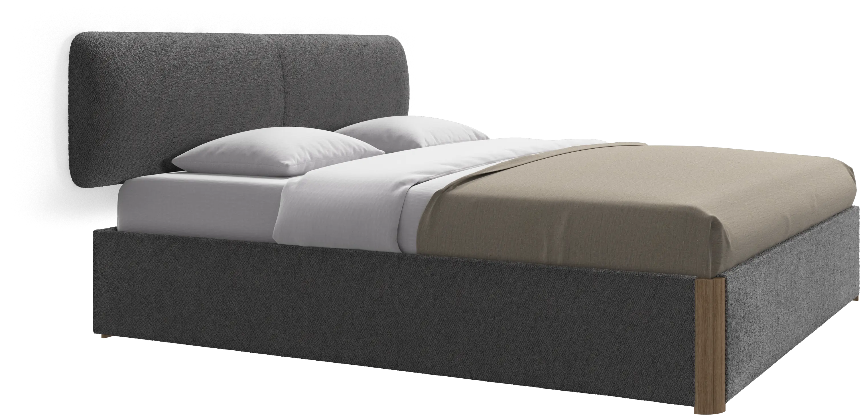Element lit, tête de lit murale, avec lattes et solution de stockage, excl. matelas