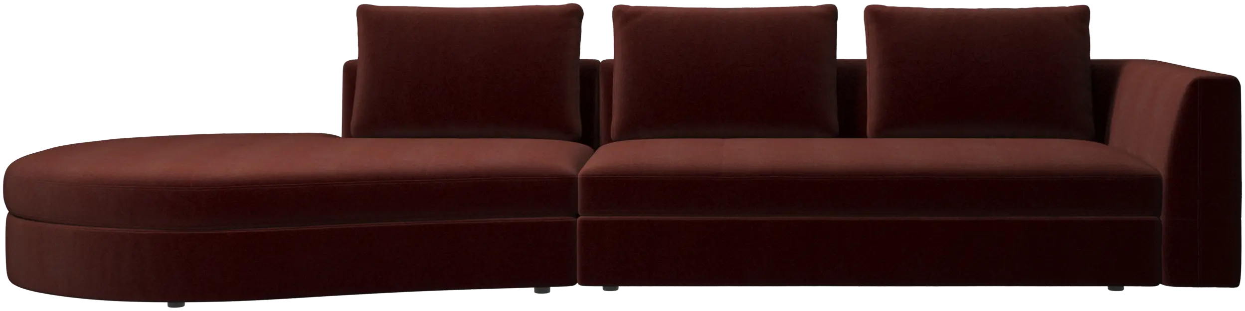 Bergamo sofa with round lounging unit, left