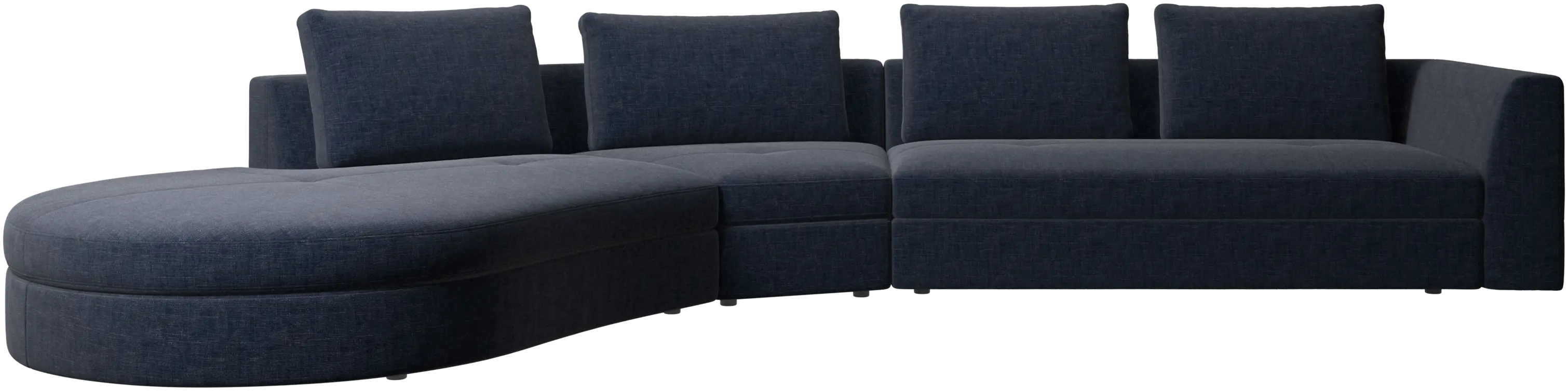 Bergamo sofa with round lounging unit, left