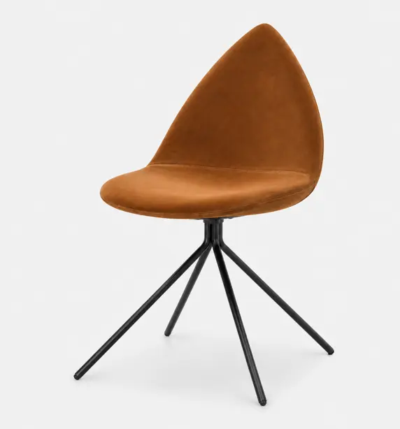 Dining chairs [Ottawa - D034] Ottawa chair, camel Velvet fabric 3039/matt black structure lacquered.