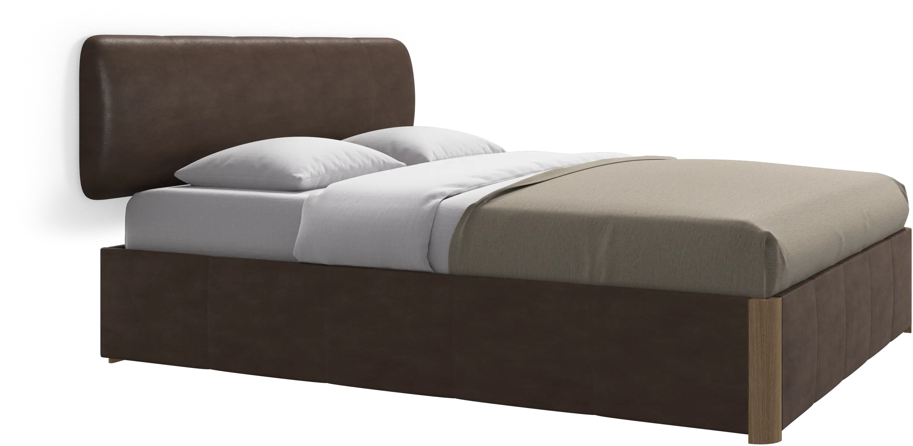 Element bed, wall-mounted headboard, with slats and storage solution, excl. mattress