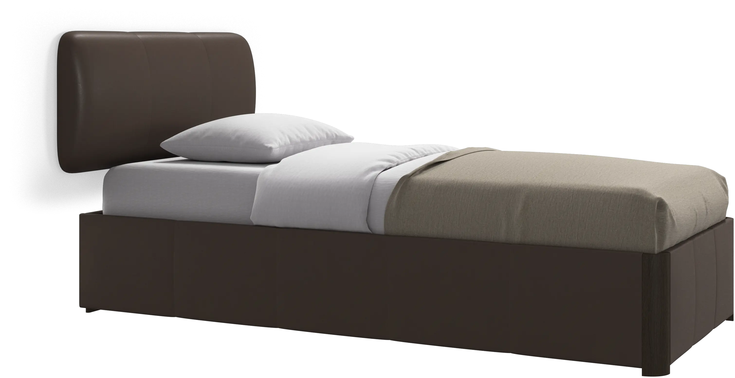 Element bed, wall-mounted headboard, with slats and storage solution, excl. mattress
