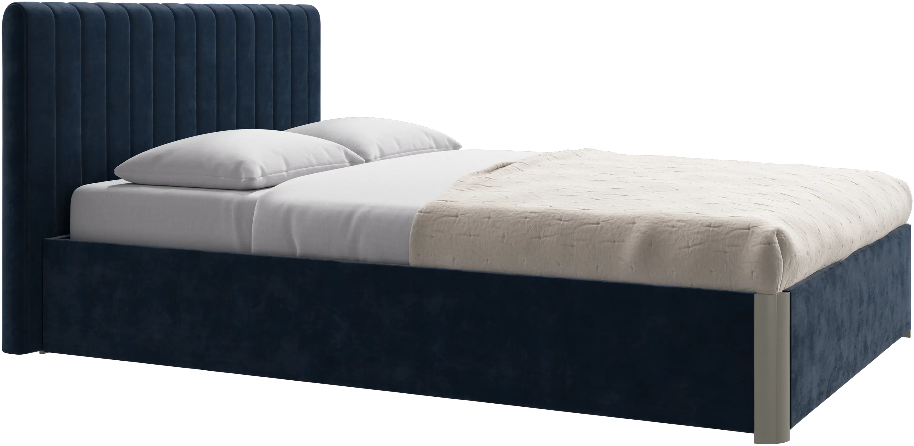 Element cama, cabecero montado en la cama, con láminas y solución de almacenamiento, excl. colchón