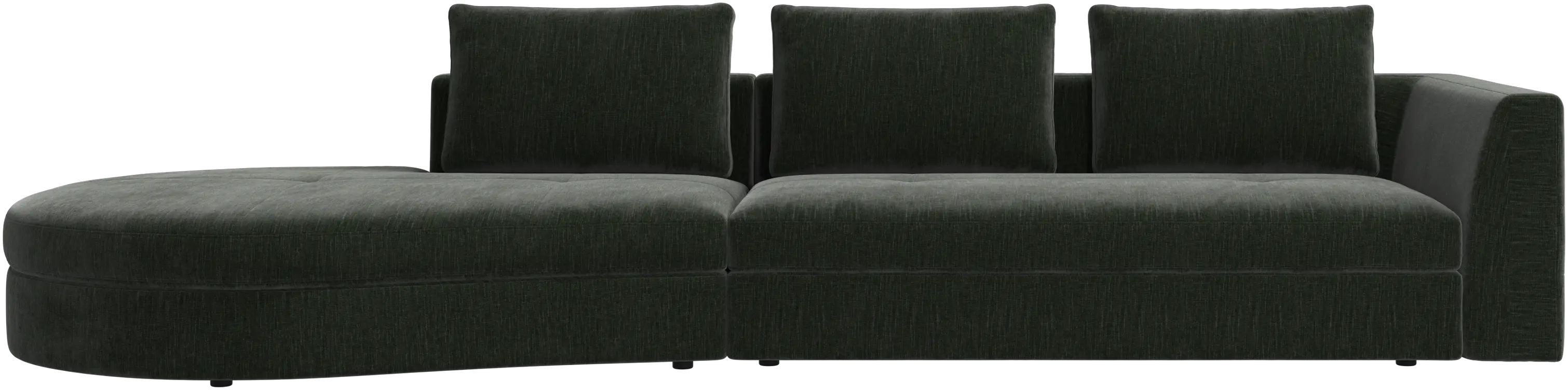 Bergamo sofa with round lounging unit, left