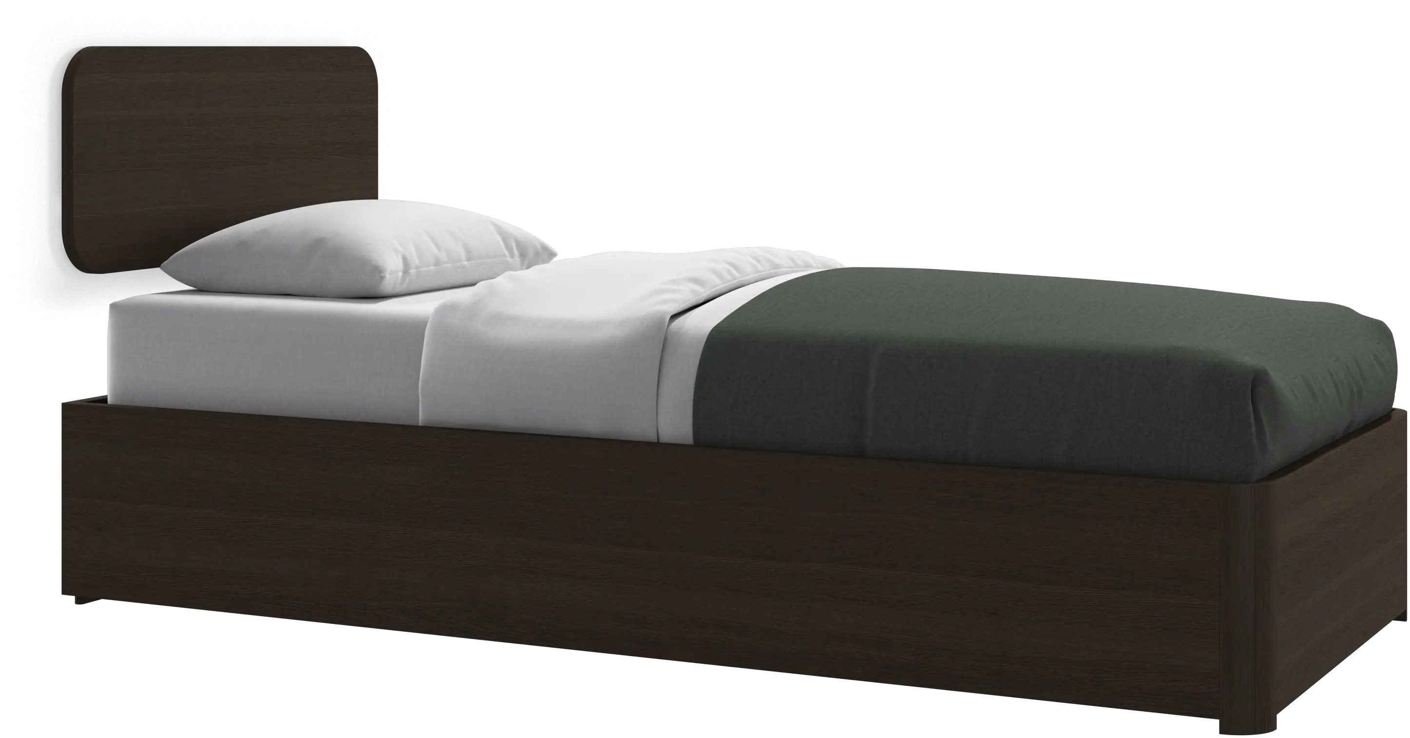 Element bed, wall-mounted headboard, with slats and storage solution, excl. mattress