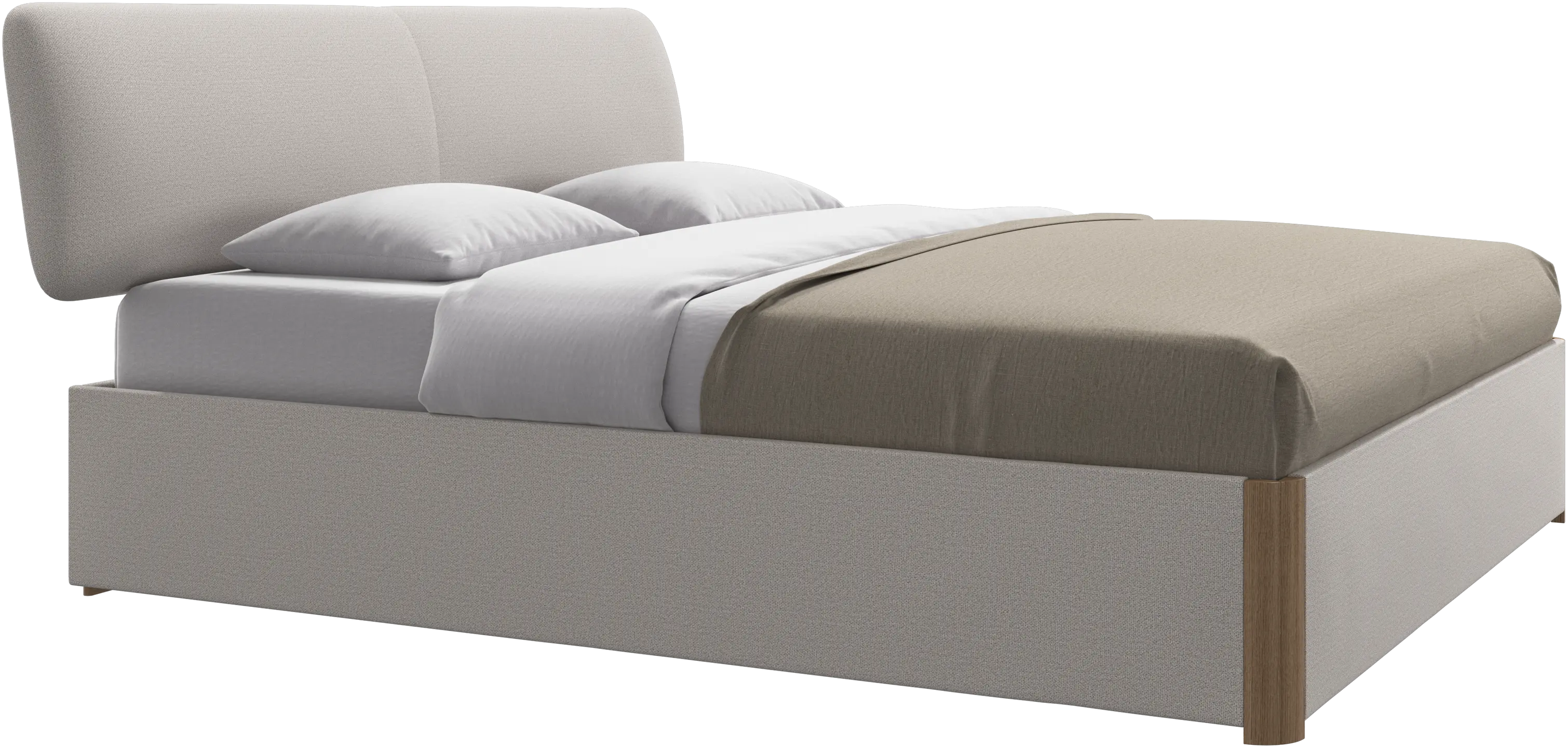 Element lit, tête de lit fixée au lit, avec lattes et solution de stockage, excl. matelas