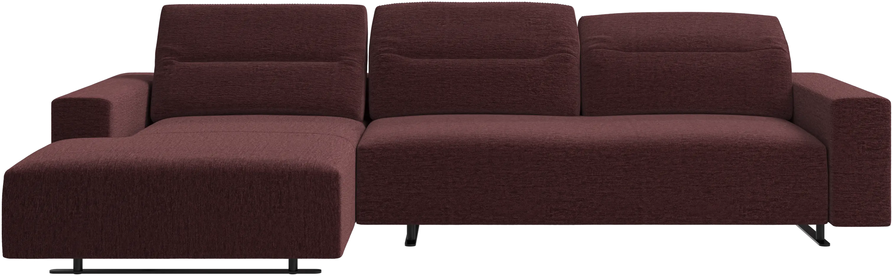 Hampton sofa with adjustable back, resting unit and storage left side