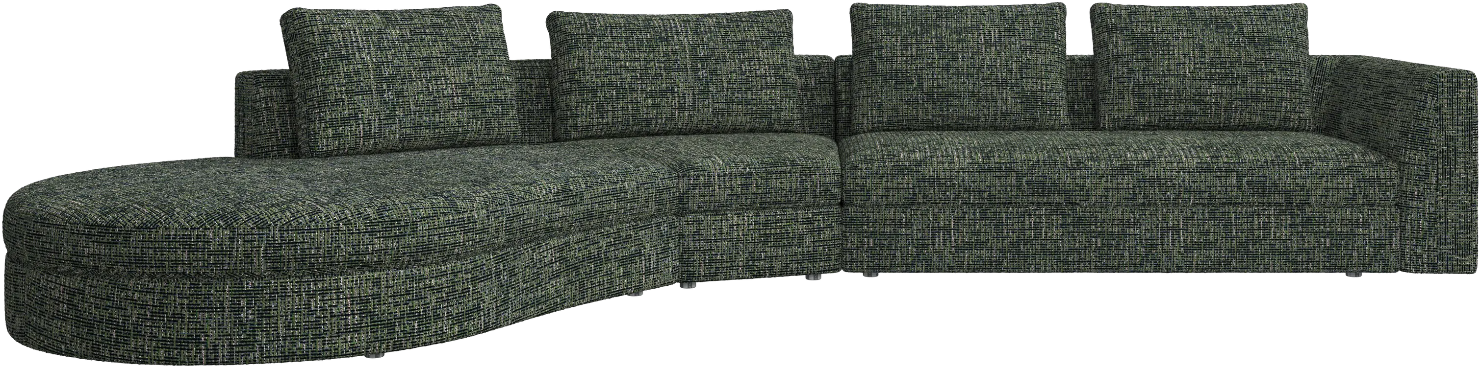 Bergamo sofa with round lounging unit, left