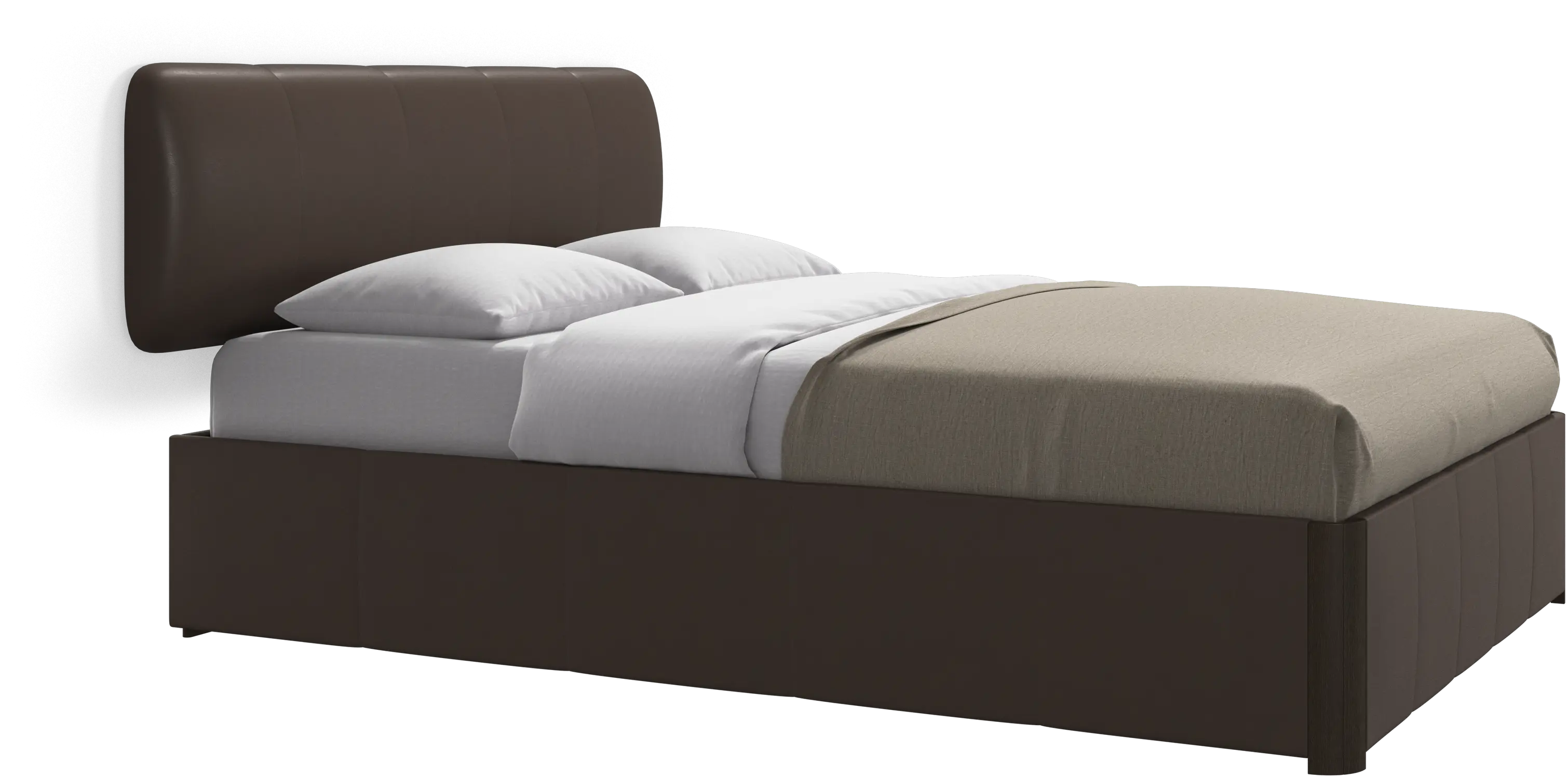 Element bed, wall-mounted headboard, with slats and storage solution, excl. mattress