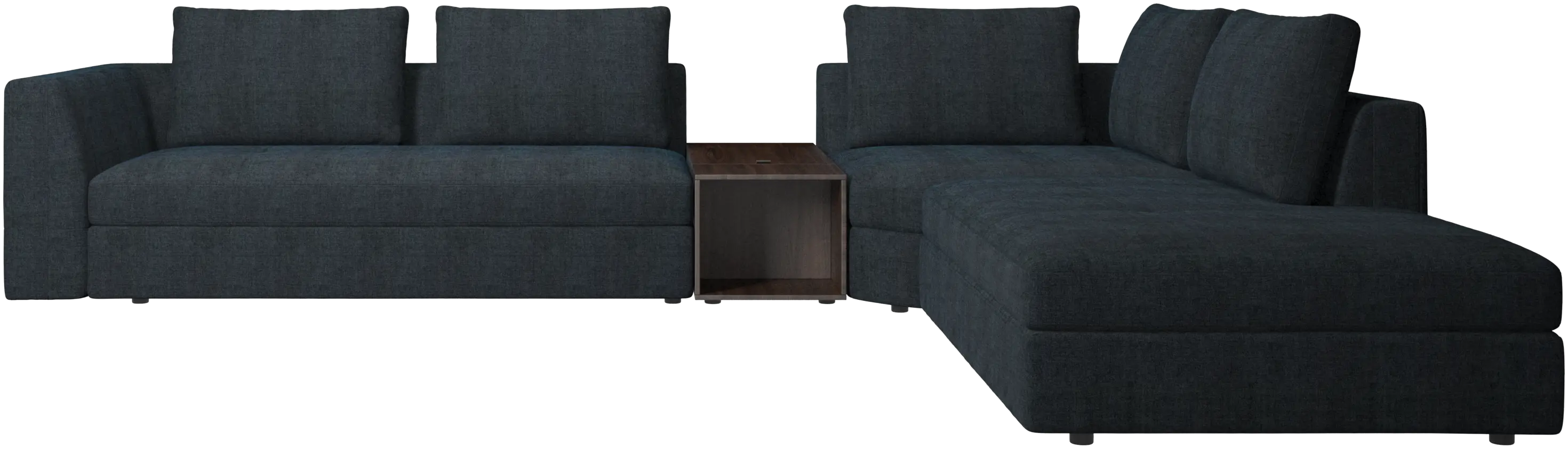 Bergamo corner sofa with lounging unit and footstool w/storage
