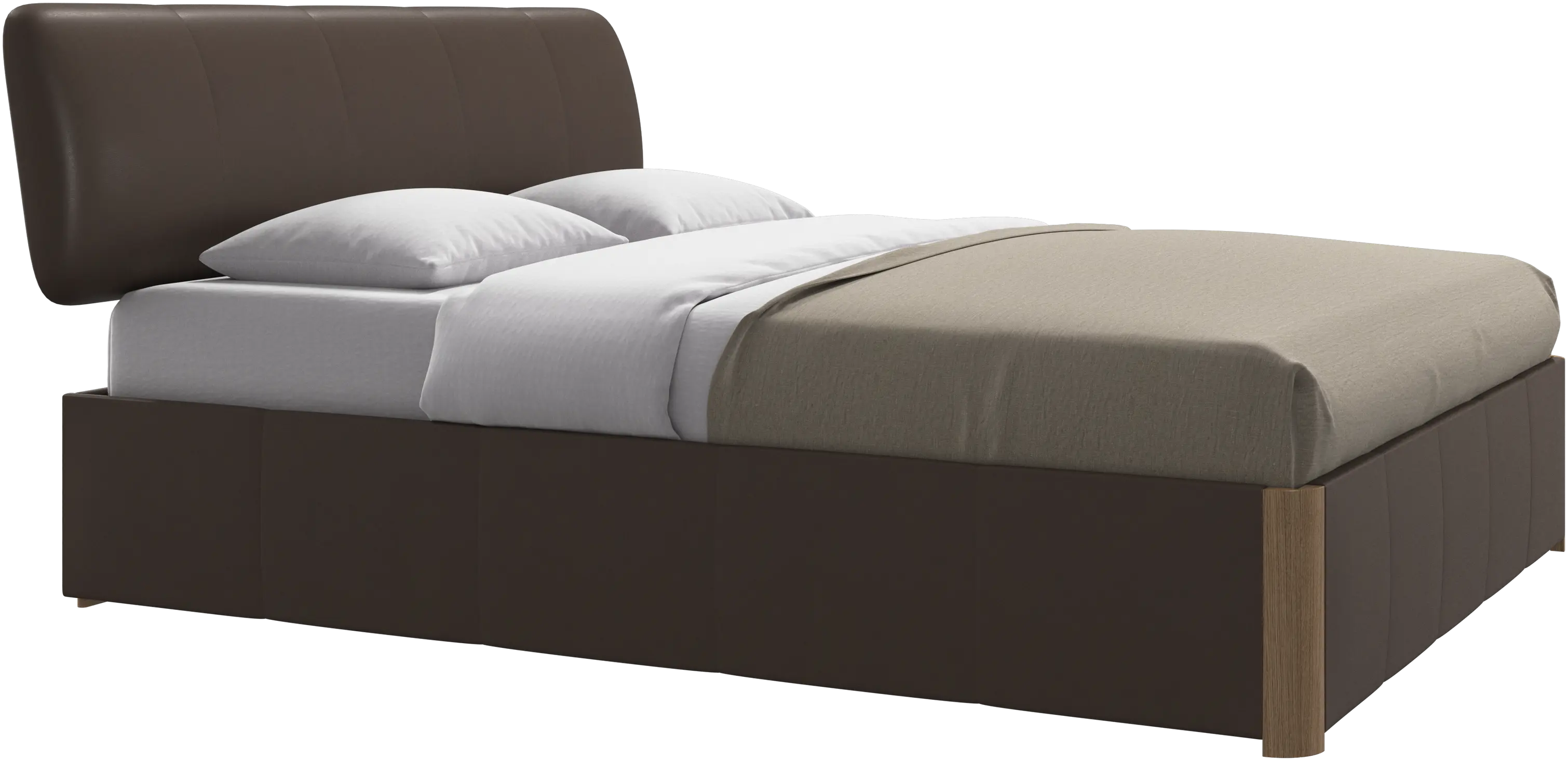 Element lit, tête de lit fixée au lit, avec lattes et solution de stockage, excl. matelas
